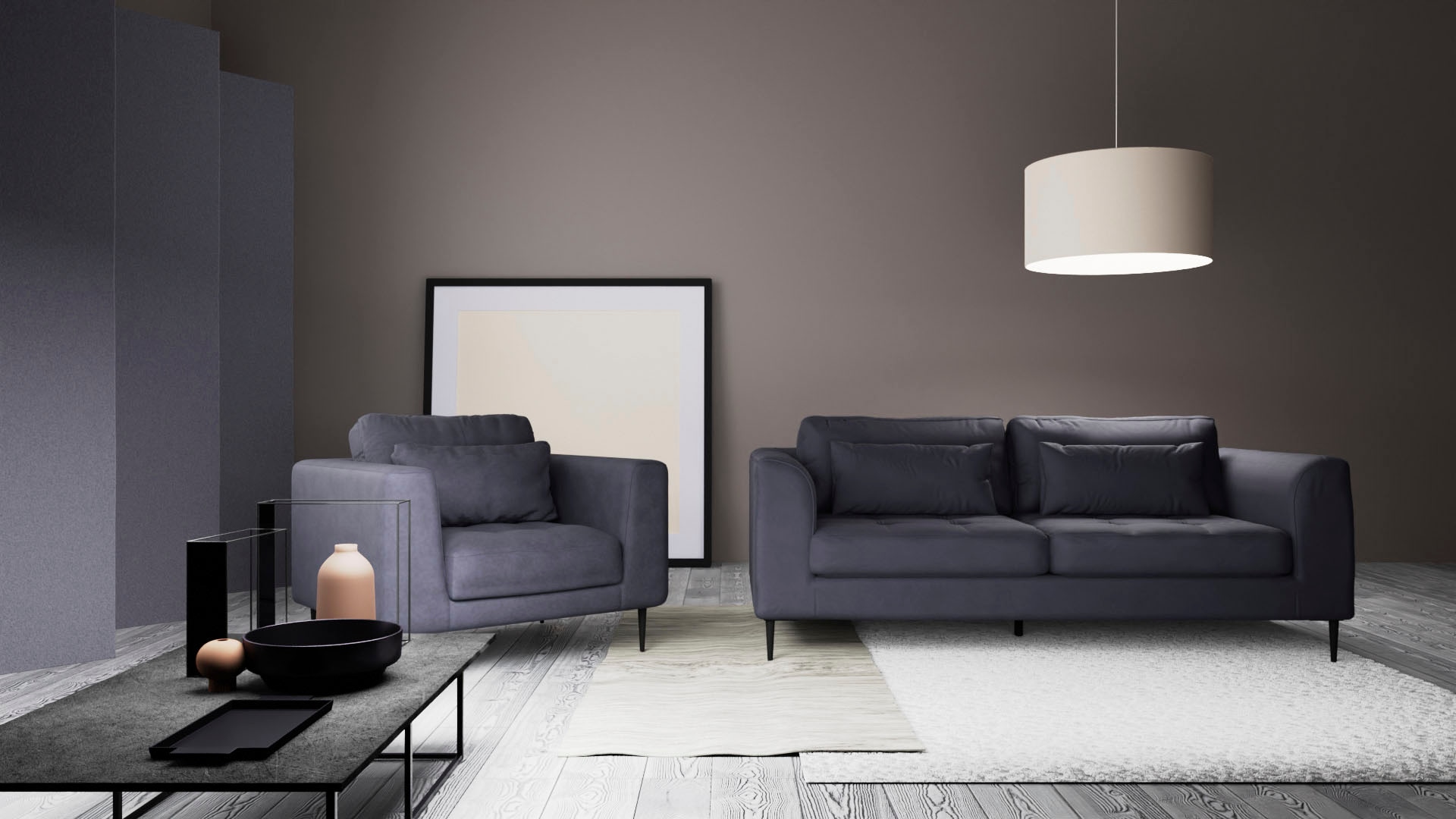 TRENDMANUFAKTUR Sessel »Luzi, Loungesessel, modern mit extra hohen Füßen«, Designsessel mit tollem Sitzkomfort, Metallfüße schwarz, Breite 96 cm