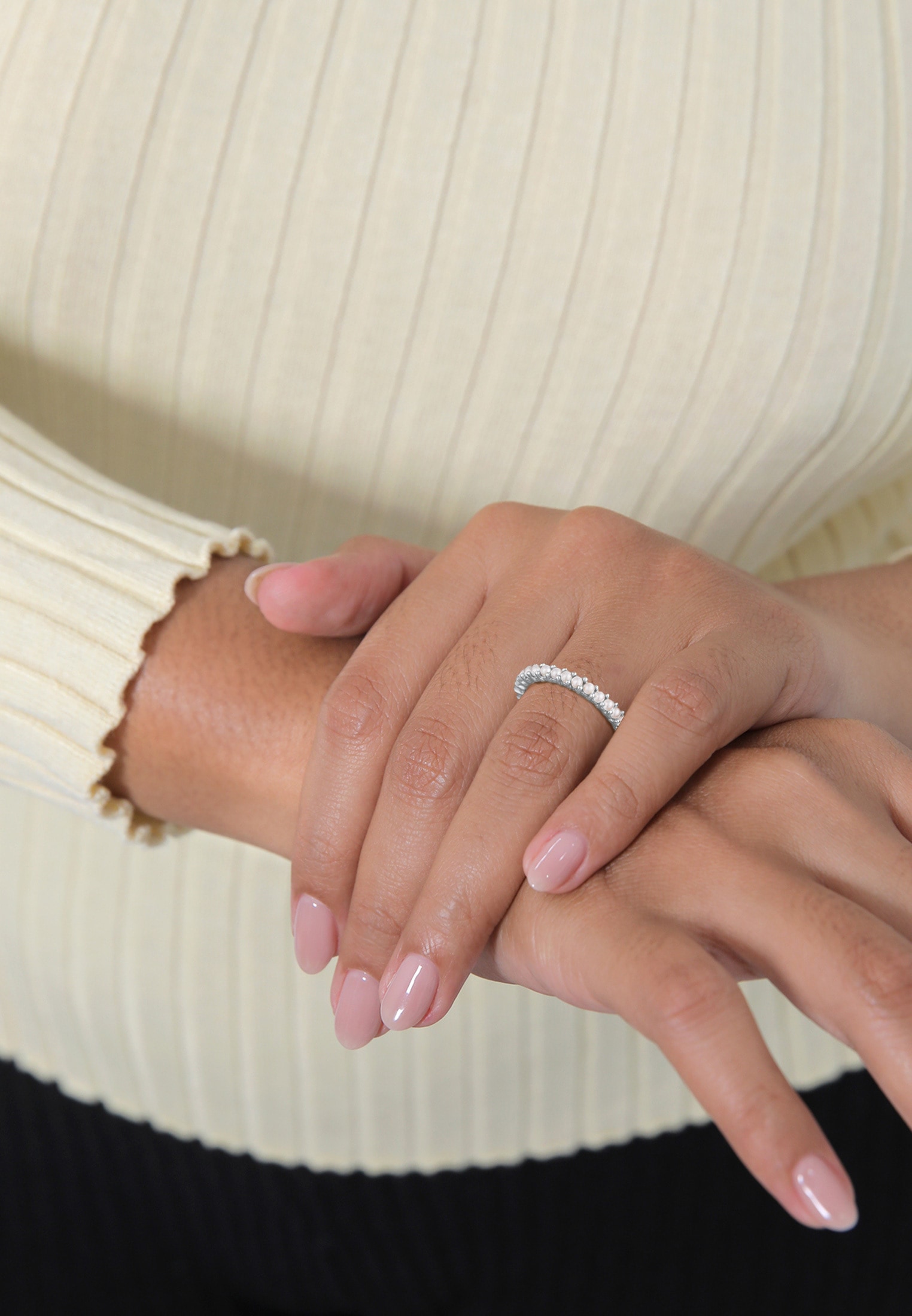 Elli Perlenring »Ring Bandring Memoire Glasperle 925 Sterling Silber«