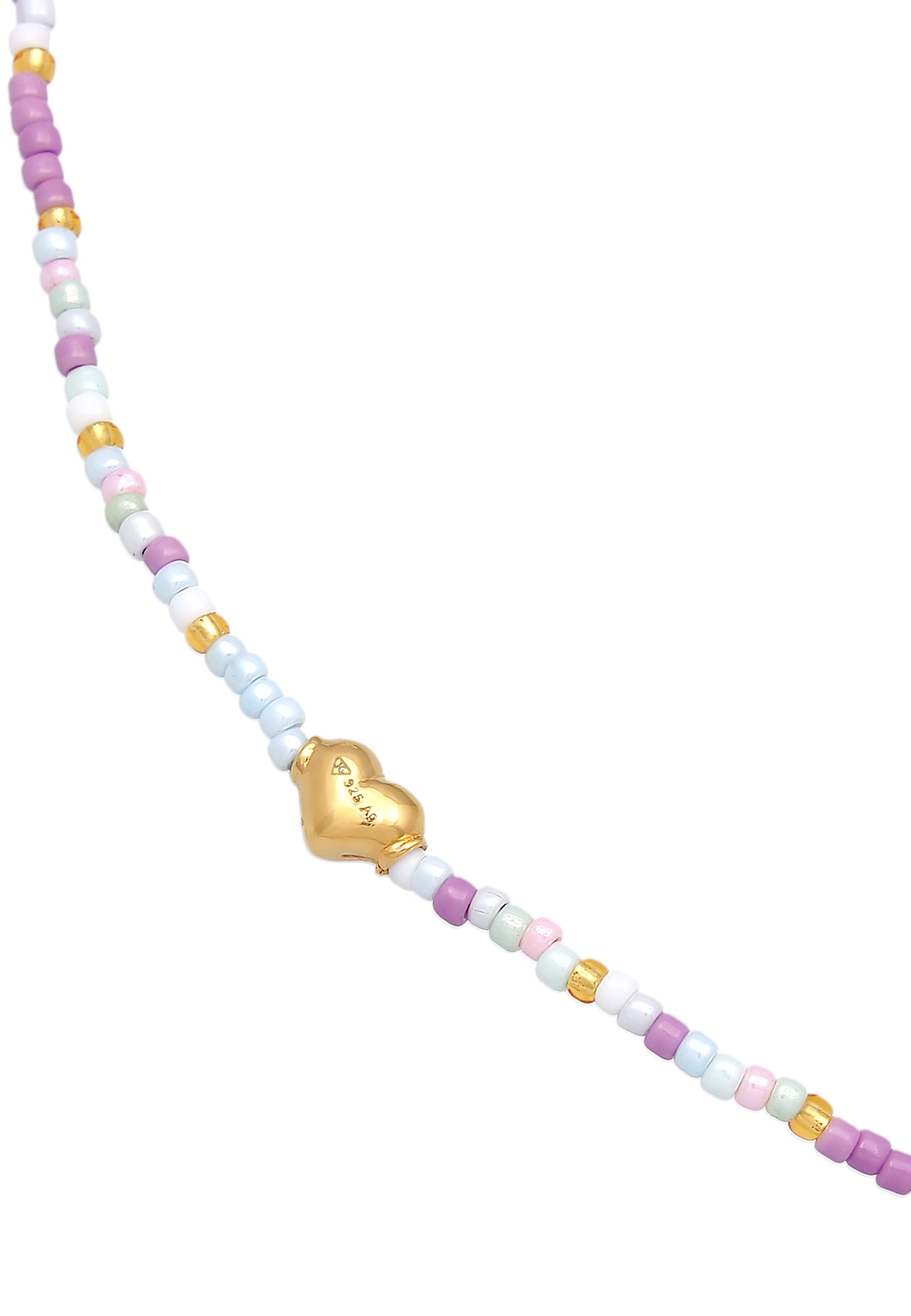 Elli Fußkette »Fußschmuck Herz Glas Beads Sommer Style 925 Silber vergoldet«