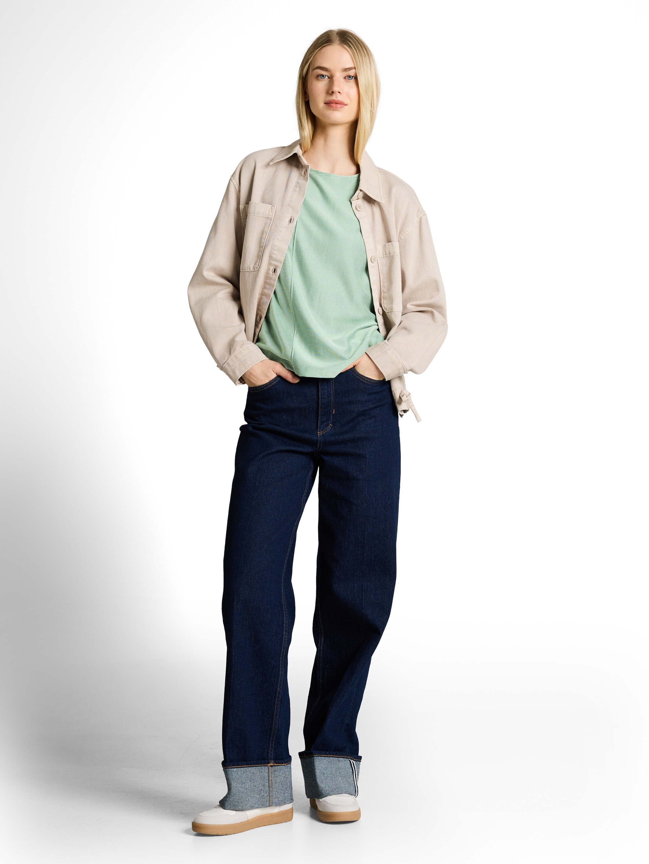 TOM TAILOR Denim Rundhalsshirt Ärmellos im Streifen-Look