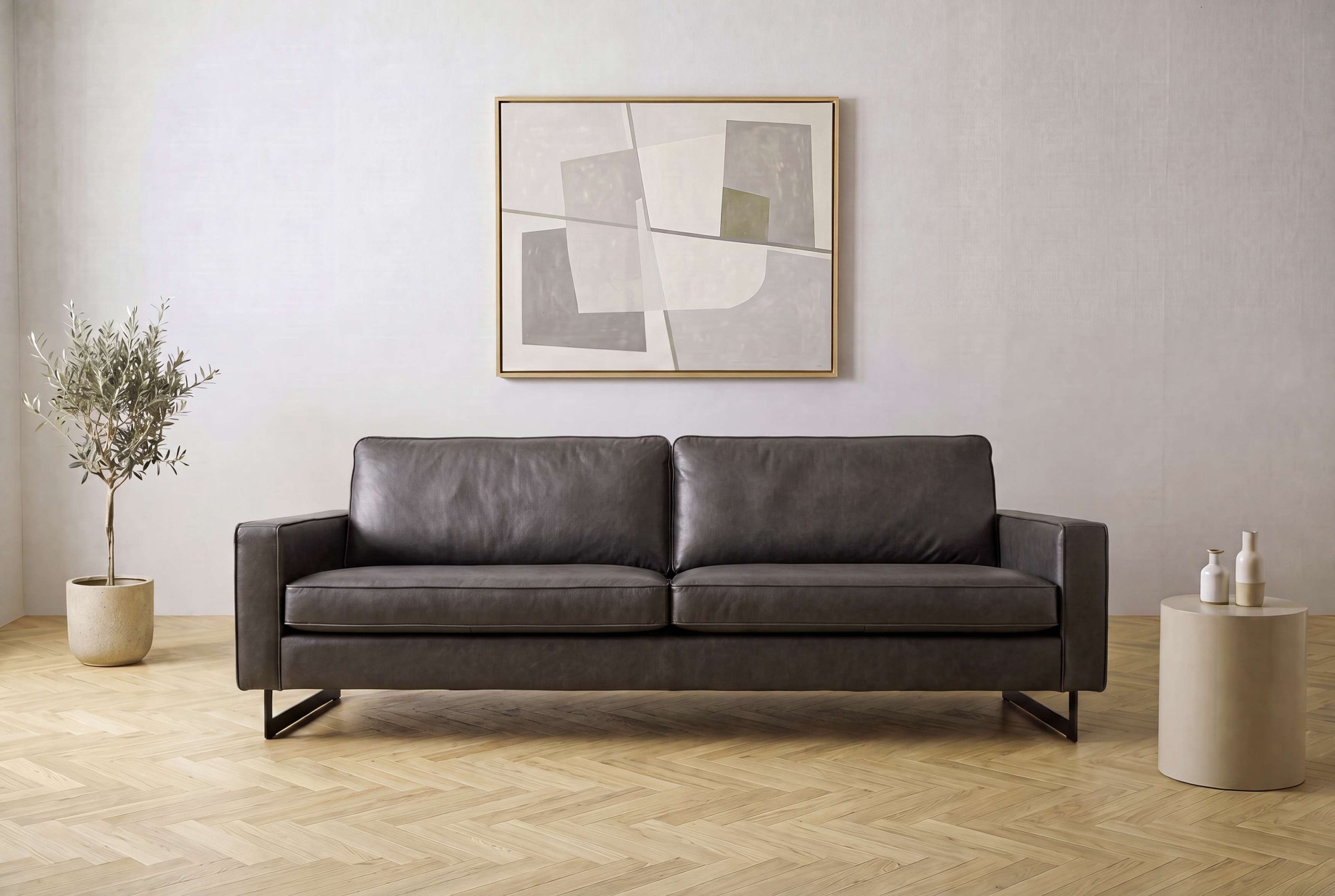 OTTO home 3-Sitzer »Maxi-Ausführung Pinto, 236 cm, Cord, Chenille, Lederoptik« mit Keder, schwarze Metallfüße, Wellenunterfederung