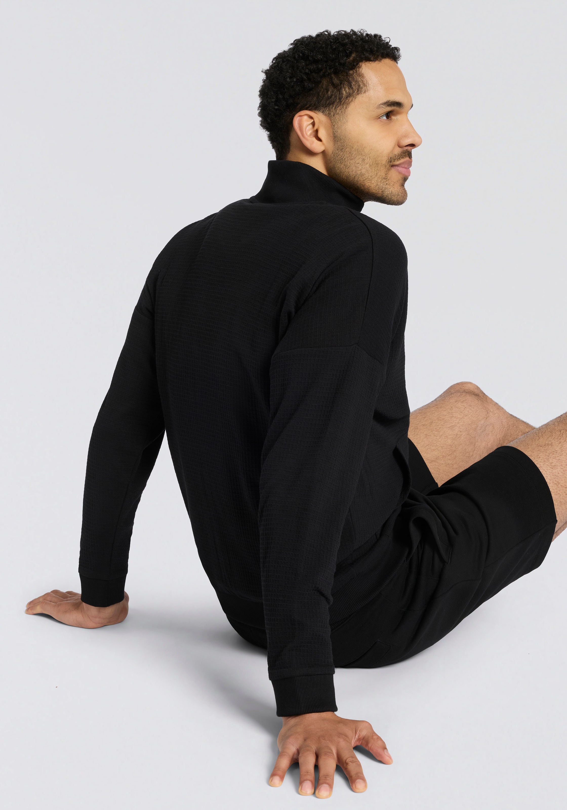 HUGO Underwear Sweatjacke mit Stehkragen, mit feiner Struktur