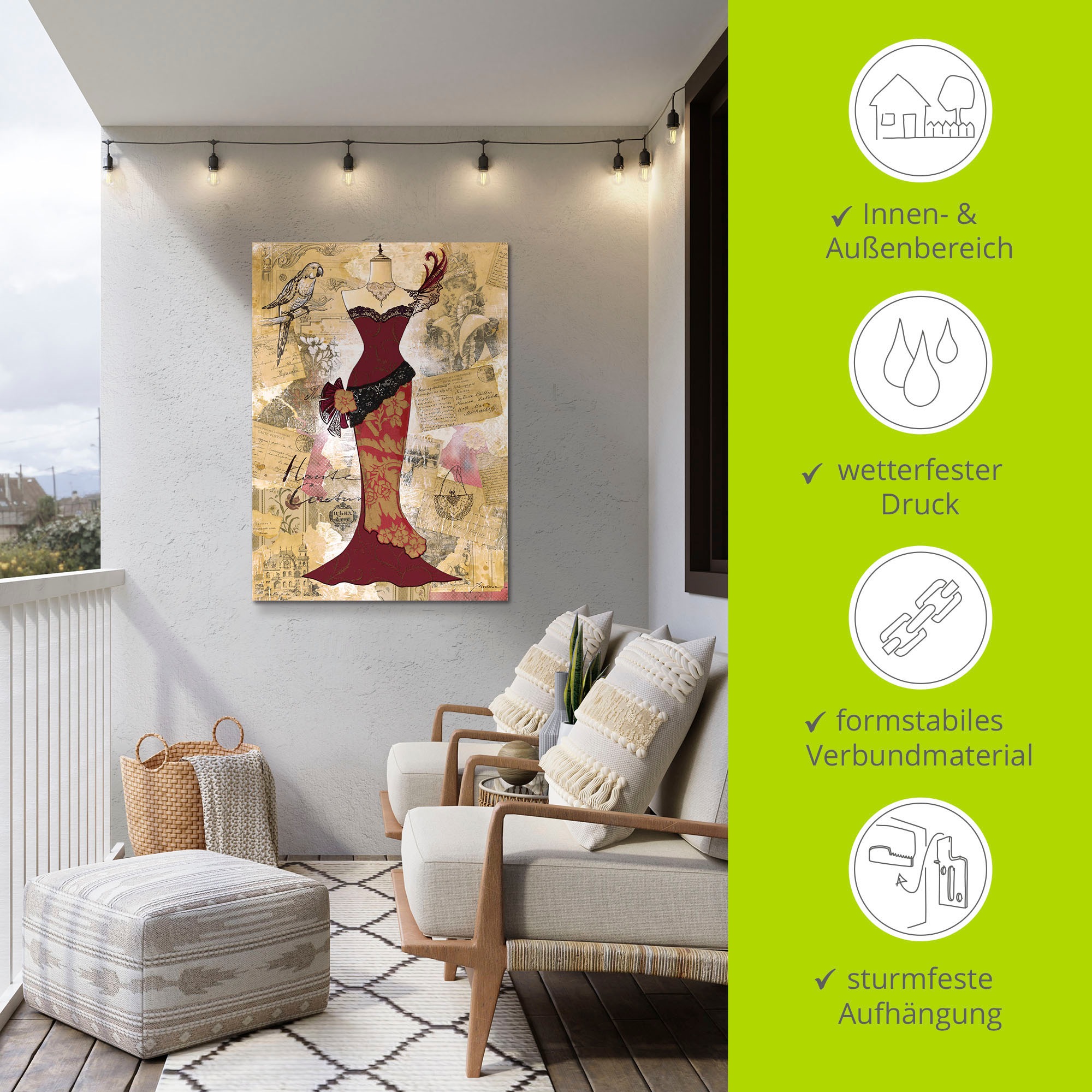 Artland Wandbild »Antikes Kleid - Collage«, Mode, (1 St.), als Alubild, Outdoorbild, Leinwandbild, Poster in verschied. Größen