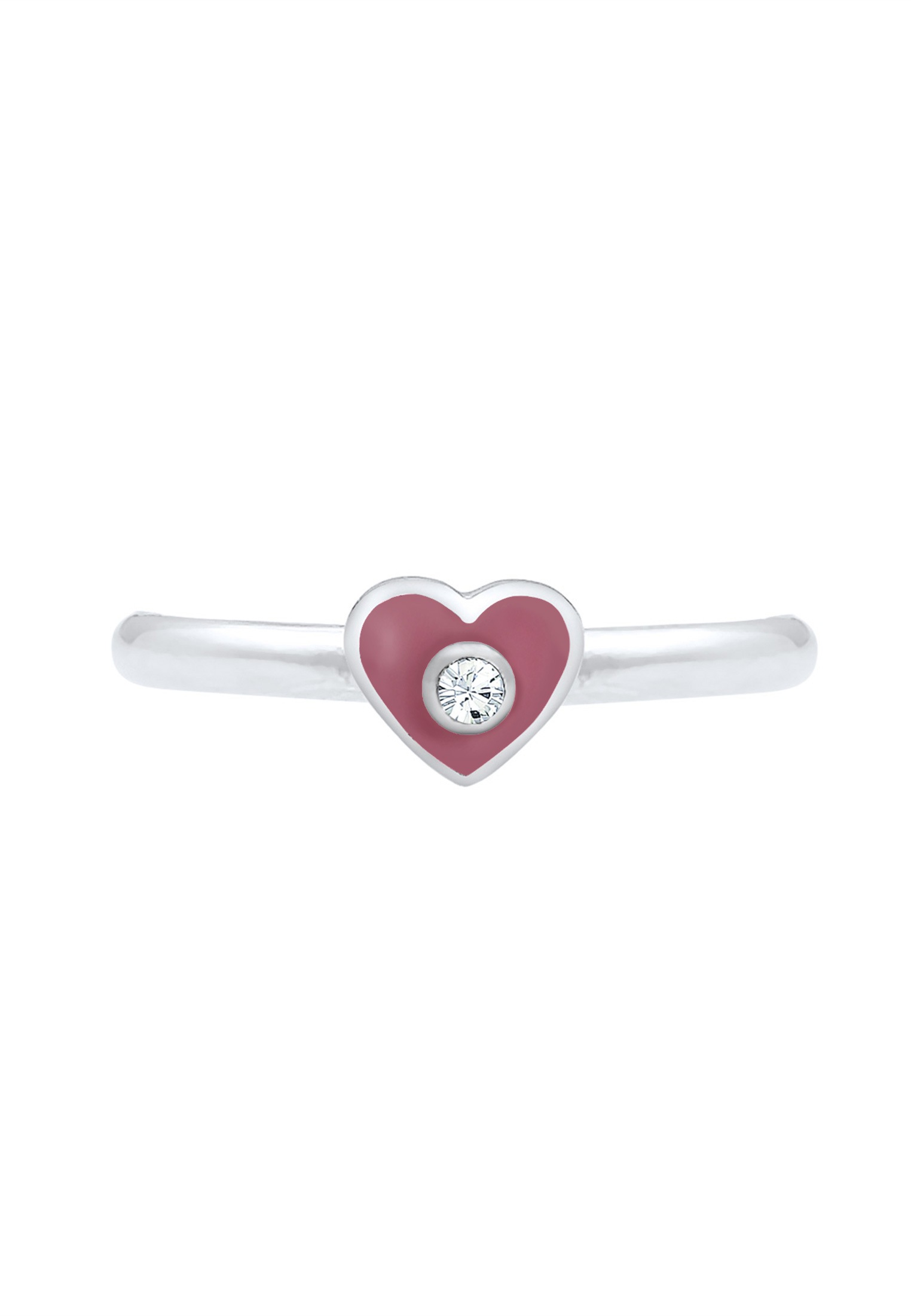 Elli Fingerring »Ring Kinder Herz Emaille Kristall 925 Silber«