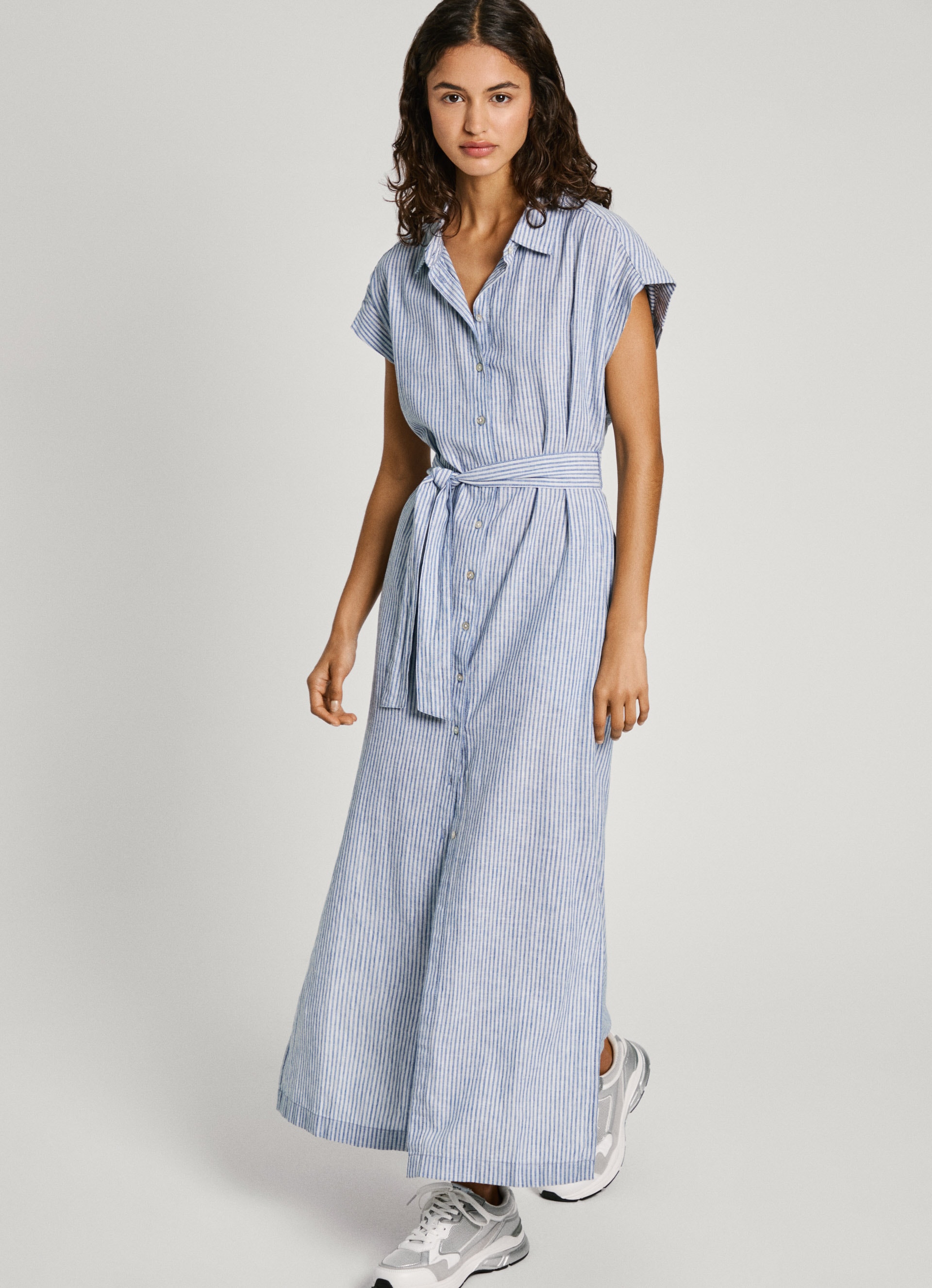 Pepe Jeans Blusenkleid »MAYA«, aus sommerlichem Leinen-Mix, Streifendessin