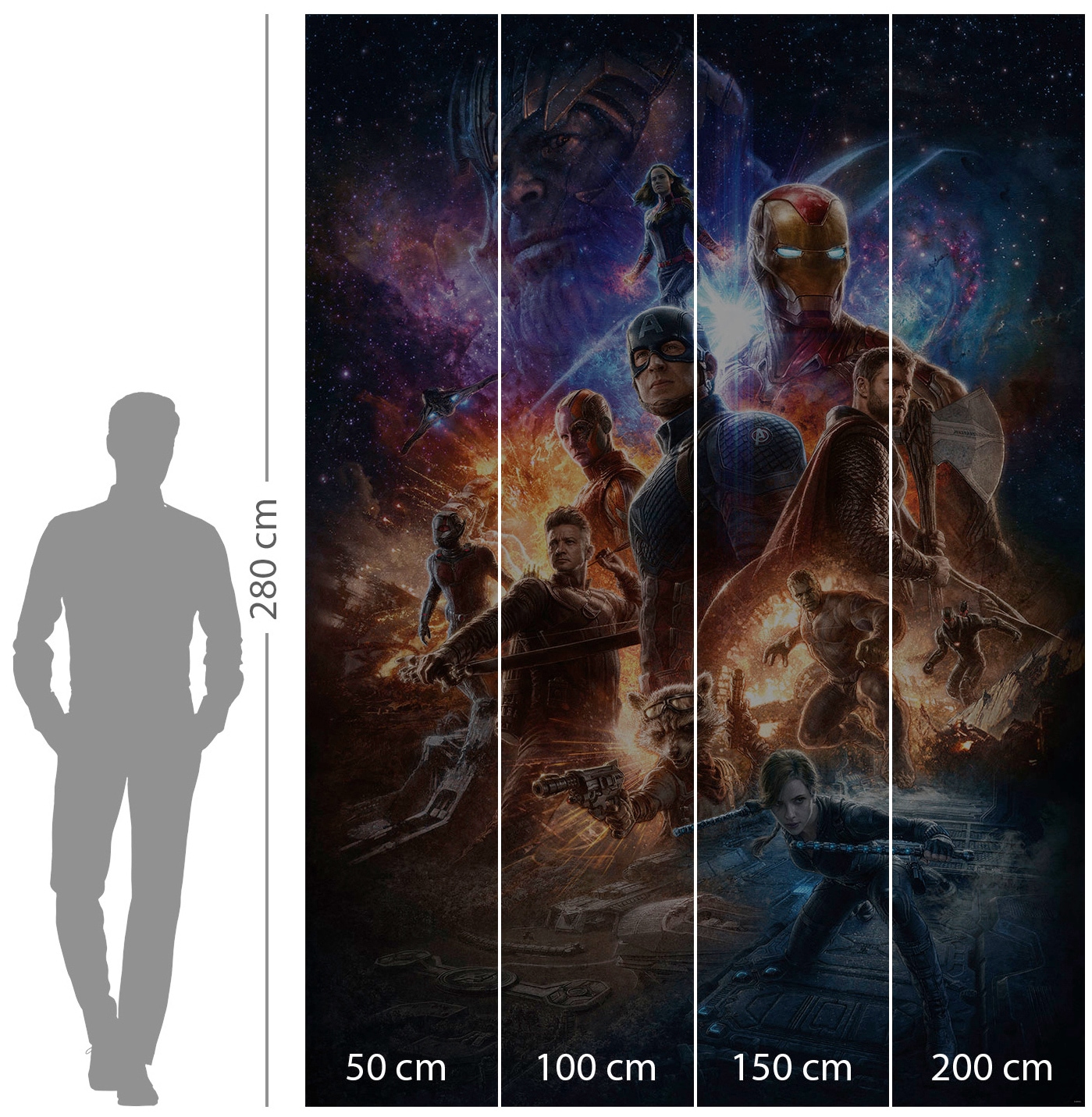 Komar Vliestapete »Digitaldruck Vlies - Avengers Battle of Worlds - Größe 200 x 280 cm«, bedruckt, Kinderzimmer