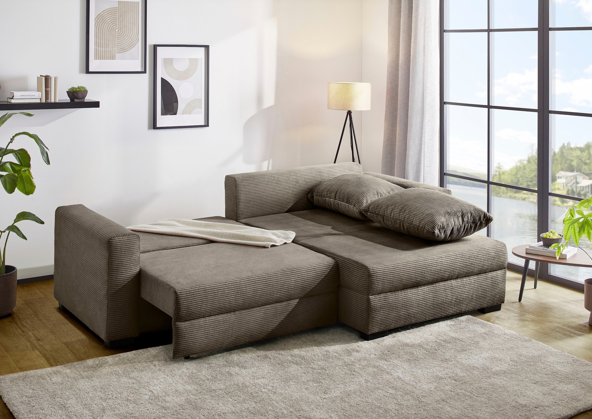 Jockenhöfer Gruppe Ecksofa »Saalbach, L-Form, Breite 261cm«, inkl. Bettfunktion & Bettkasten, Ottomane links/rechts montierbar