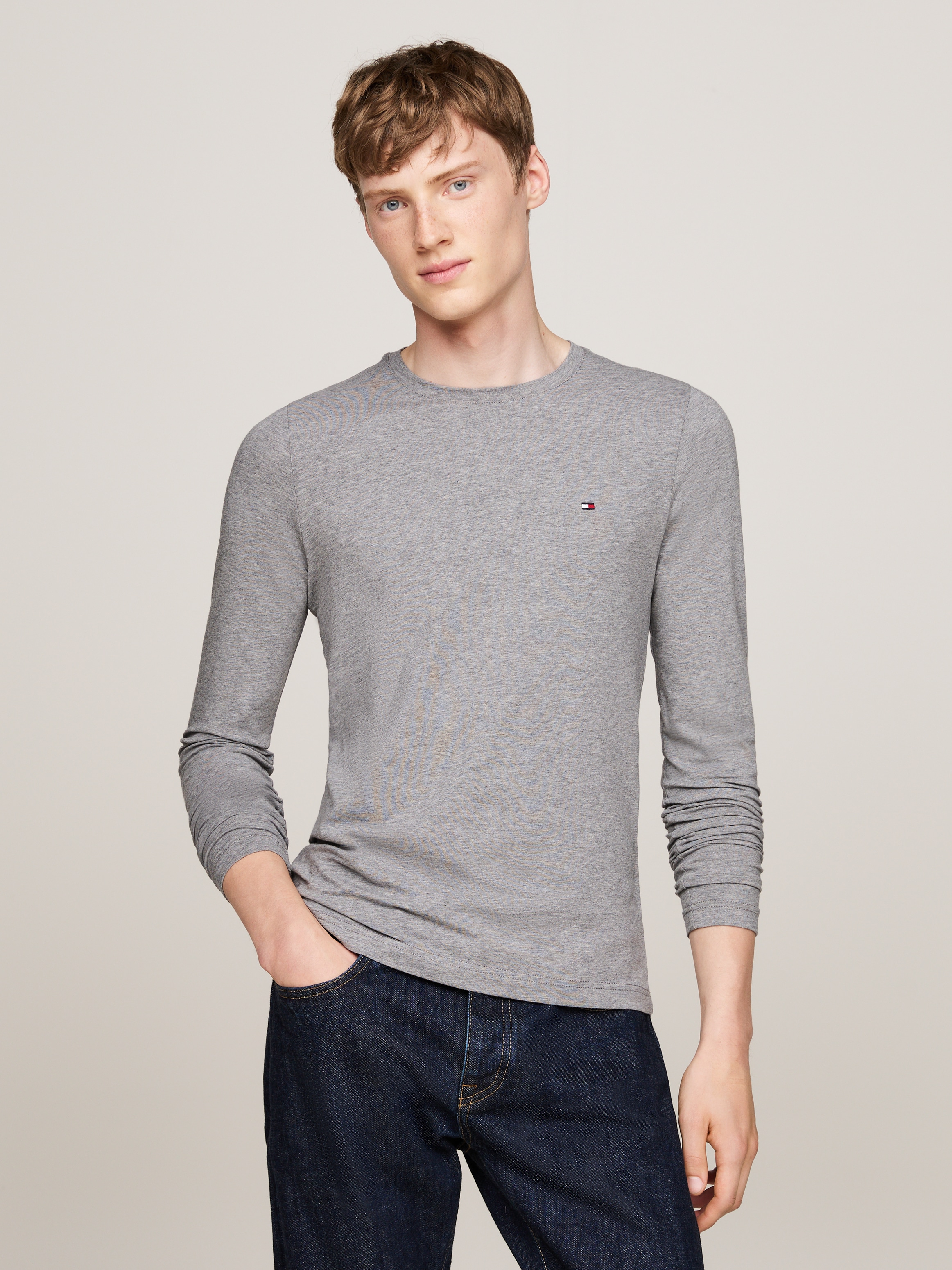 Rundhalsshirt »STRETCH SLIM FIT LONG SLEEVE TEE«, im Streifenlook