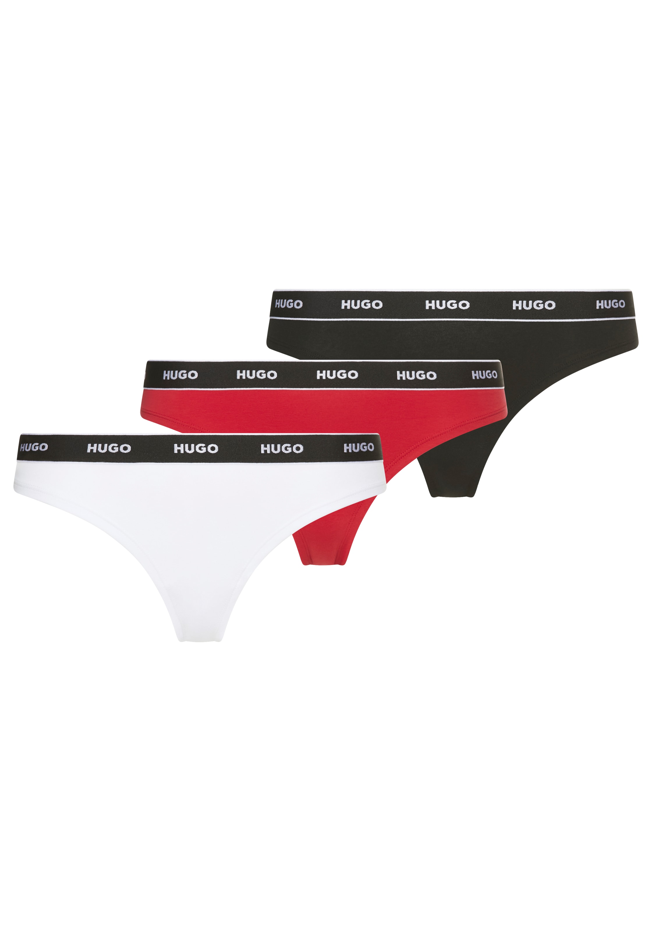 HUGO Underwear String »TRIPLET THONG STRIPE« elastischer Bund mit Logo, enganliegend