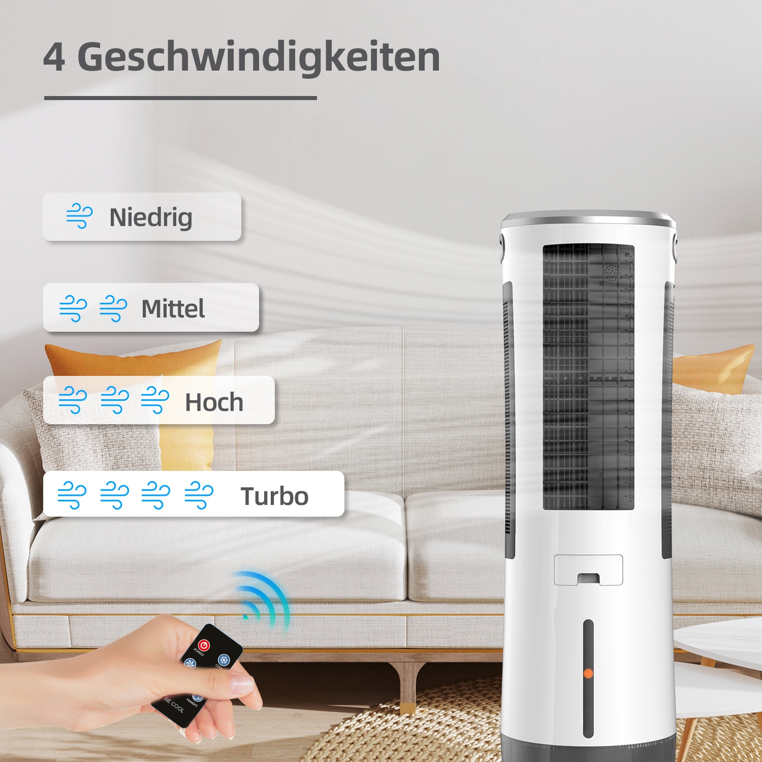 be cool Ventilatorkombigerät »Luftkühler mit Mückenabwehr 18l BC18AC2301IKF weiß/grau«, Mückenabwehr, Luftfeuchtigkeitskontrolle, Fernbedienung