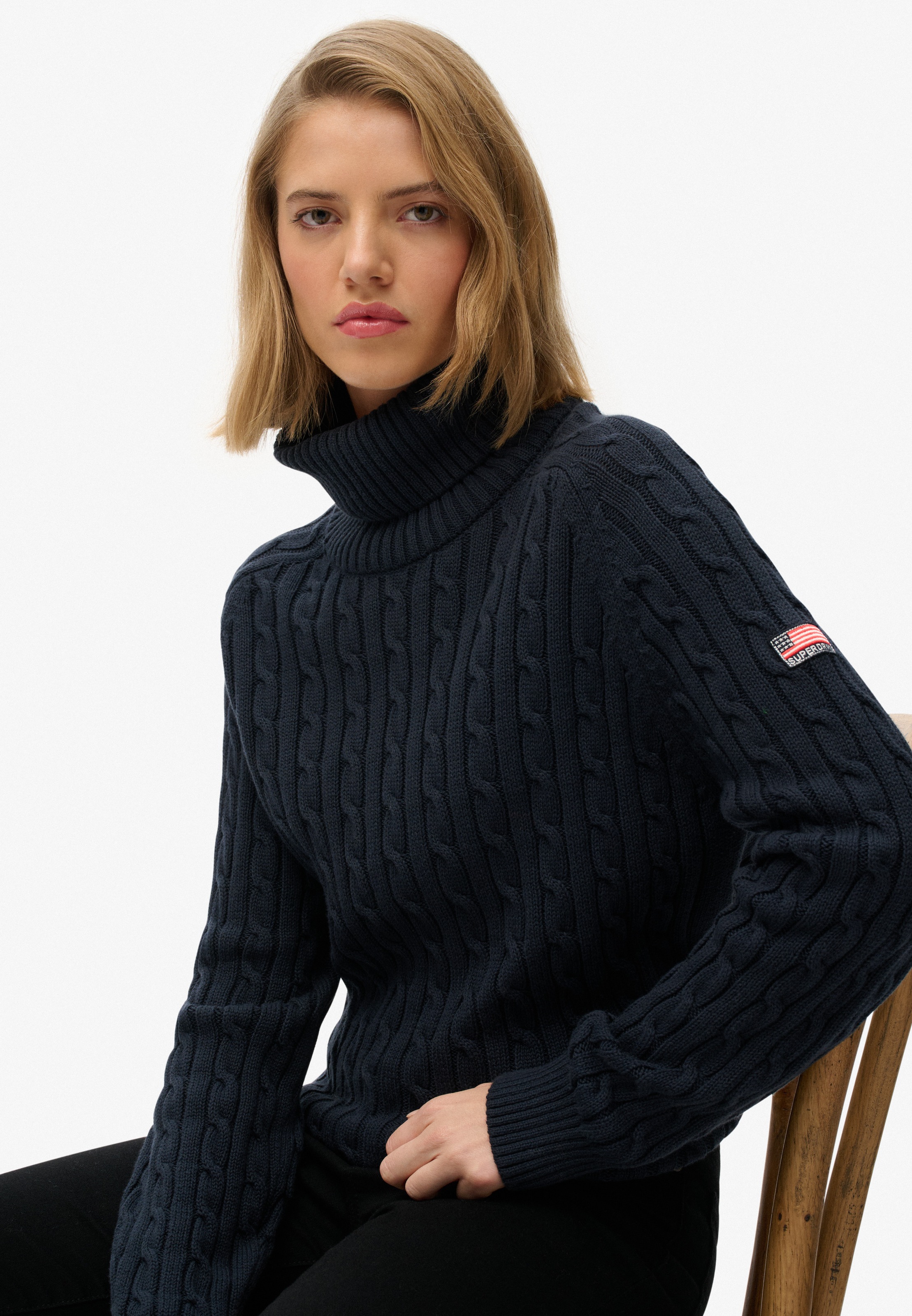 Superdry Rollkragenpullover »SLOUCHY CABLE ROLL NECK« Baumwolle, loose fit