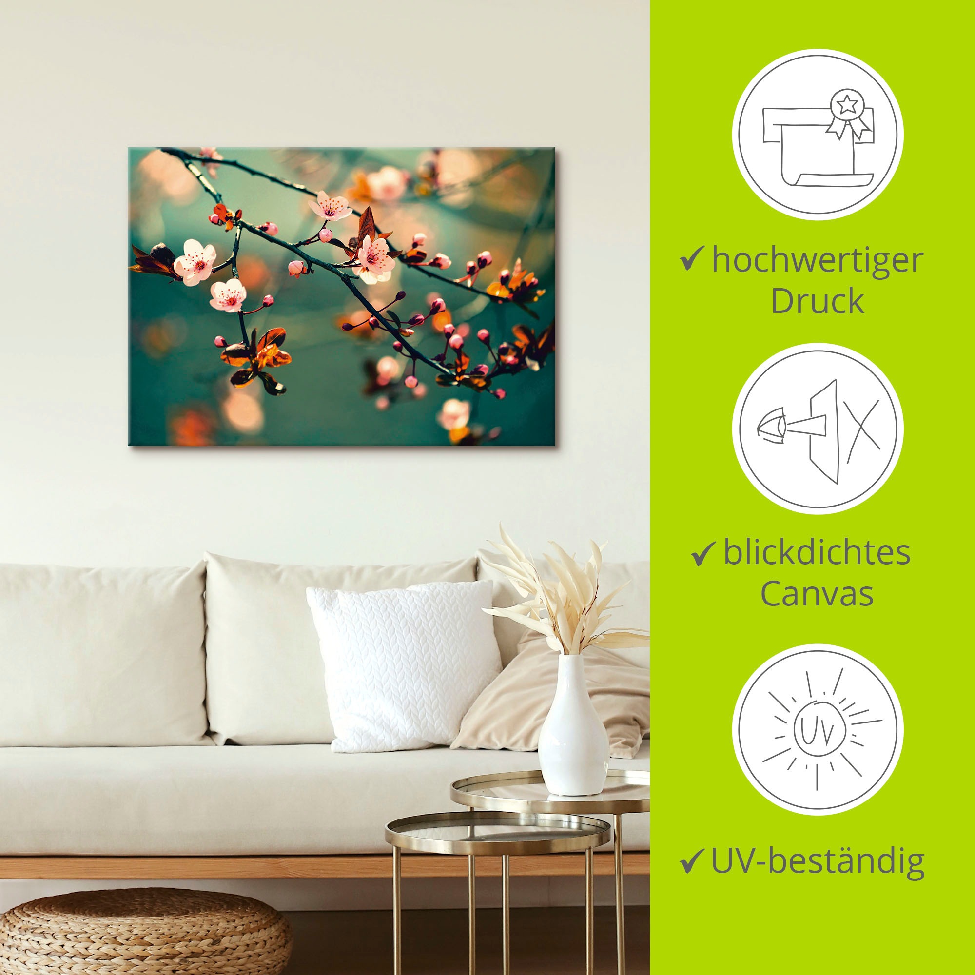 Artland Wandbild »Japanische Kirsch Sakura Blumen«, Blumen, (1 St.), als Leinwandbild, Poster in verschied. Größen