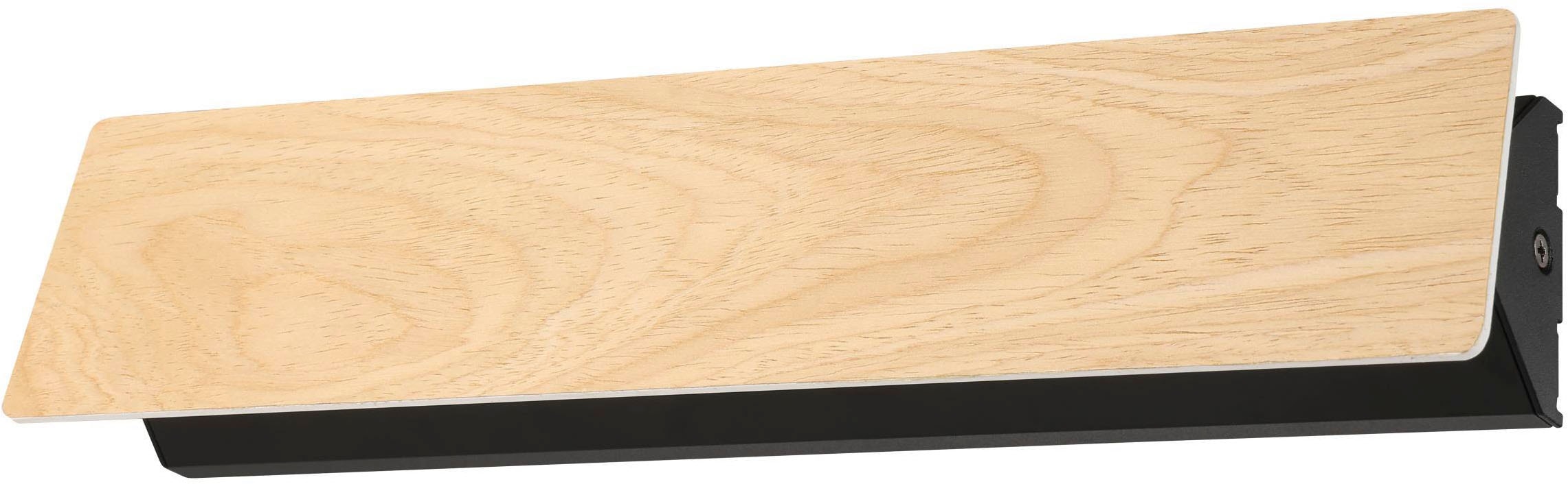 EGLO Wandleuchte »Zubialde Wandlampe, rechteckig, innen, Eiche, Flurlampe, Holz, Metall« LED-Modul 1 Stk. Warmweiß Wand-/Deckenleuchte - L36 x H8 x AL5 cm - schwarz, braun - 12W inkl.