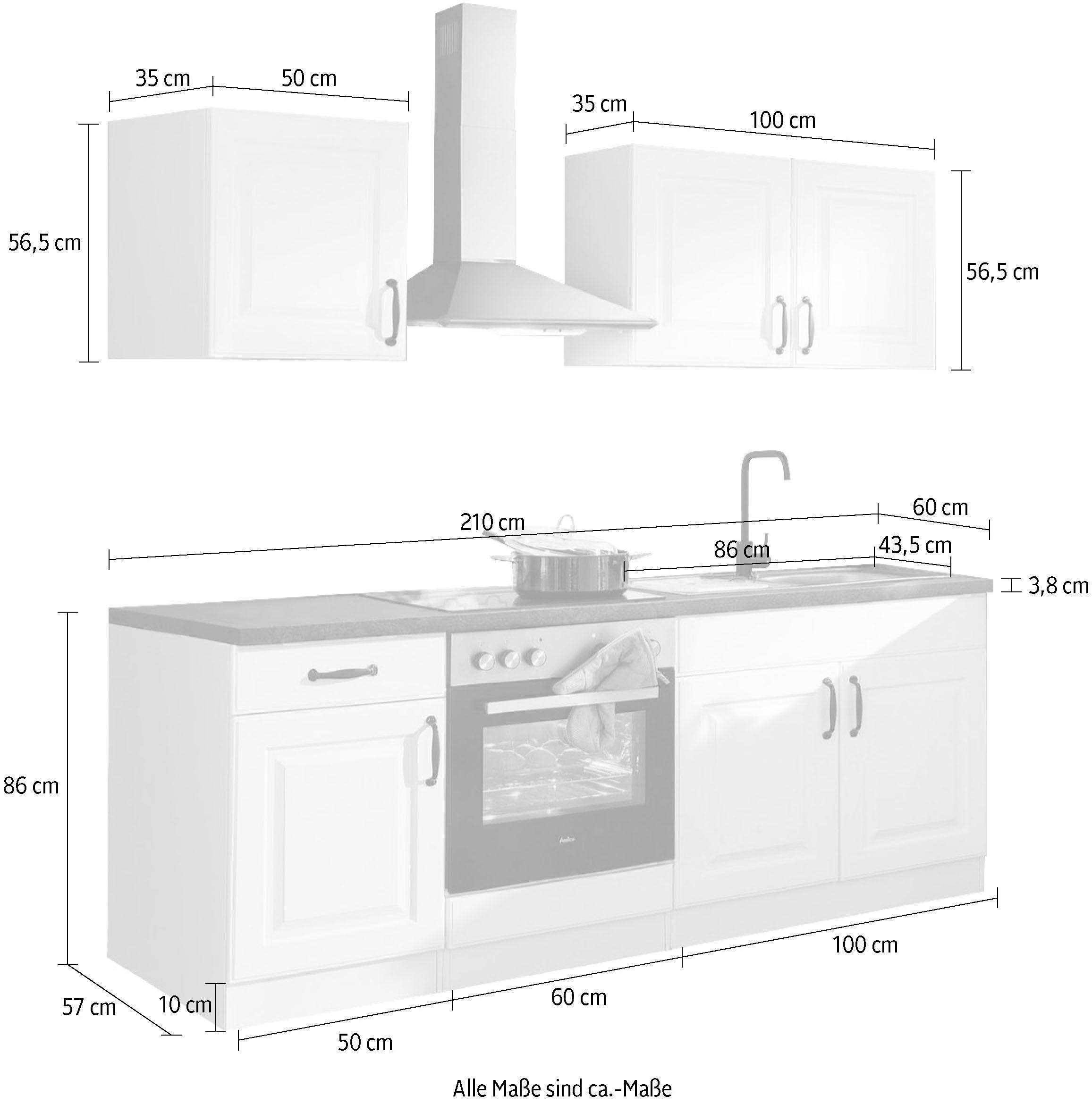 wiho Küchen Küchenzeile »Erla« ohne E-Geräte, Breite 210 cm
