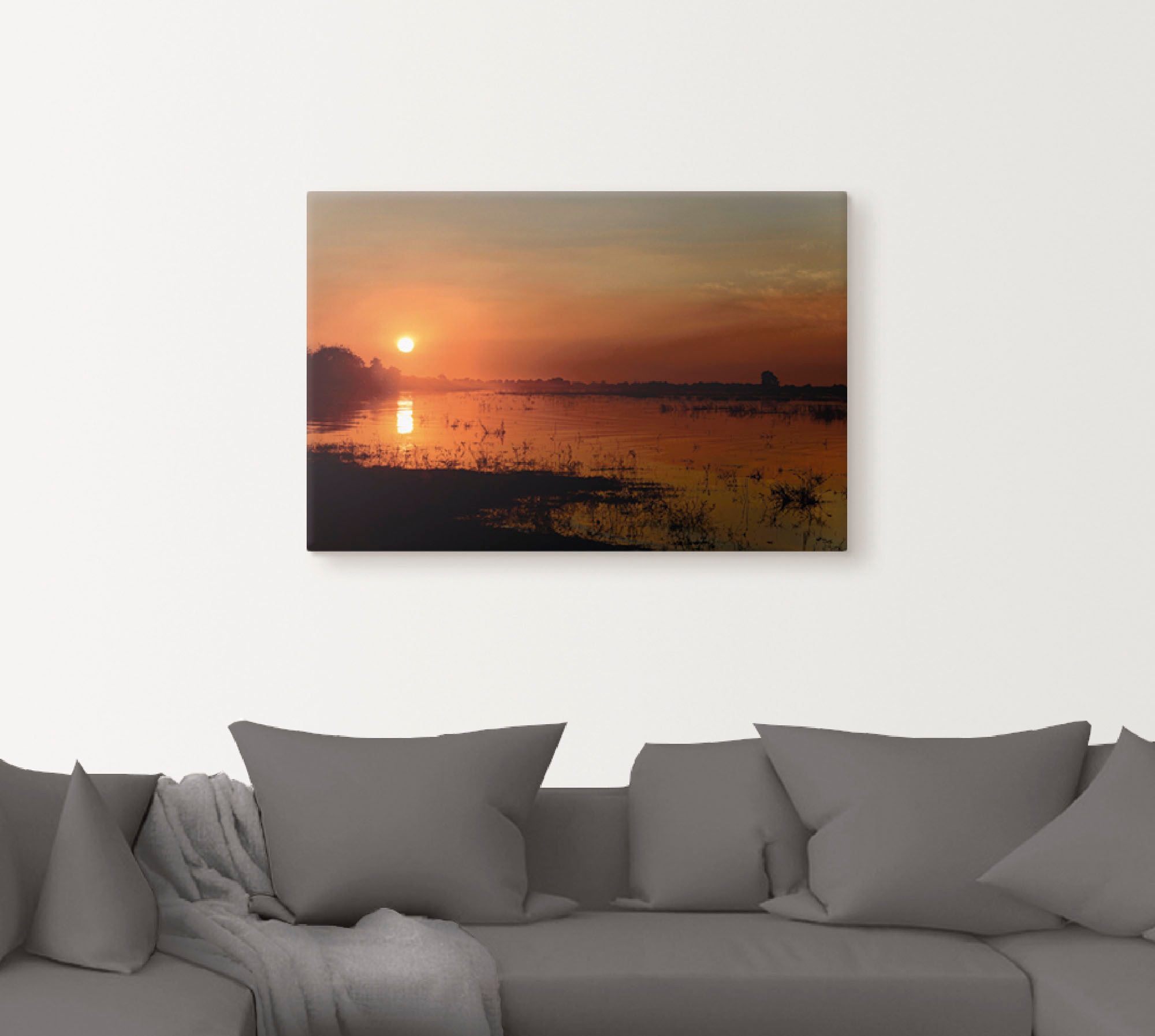 Artland Wandbild »Sonnenuntergang am Fluss Chobe«, Afrika, (1 St.), als Alubild, Leinwandbild, Wandaufkleber oder Poster in versch. Größen
