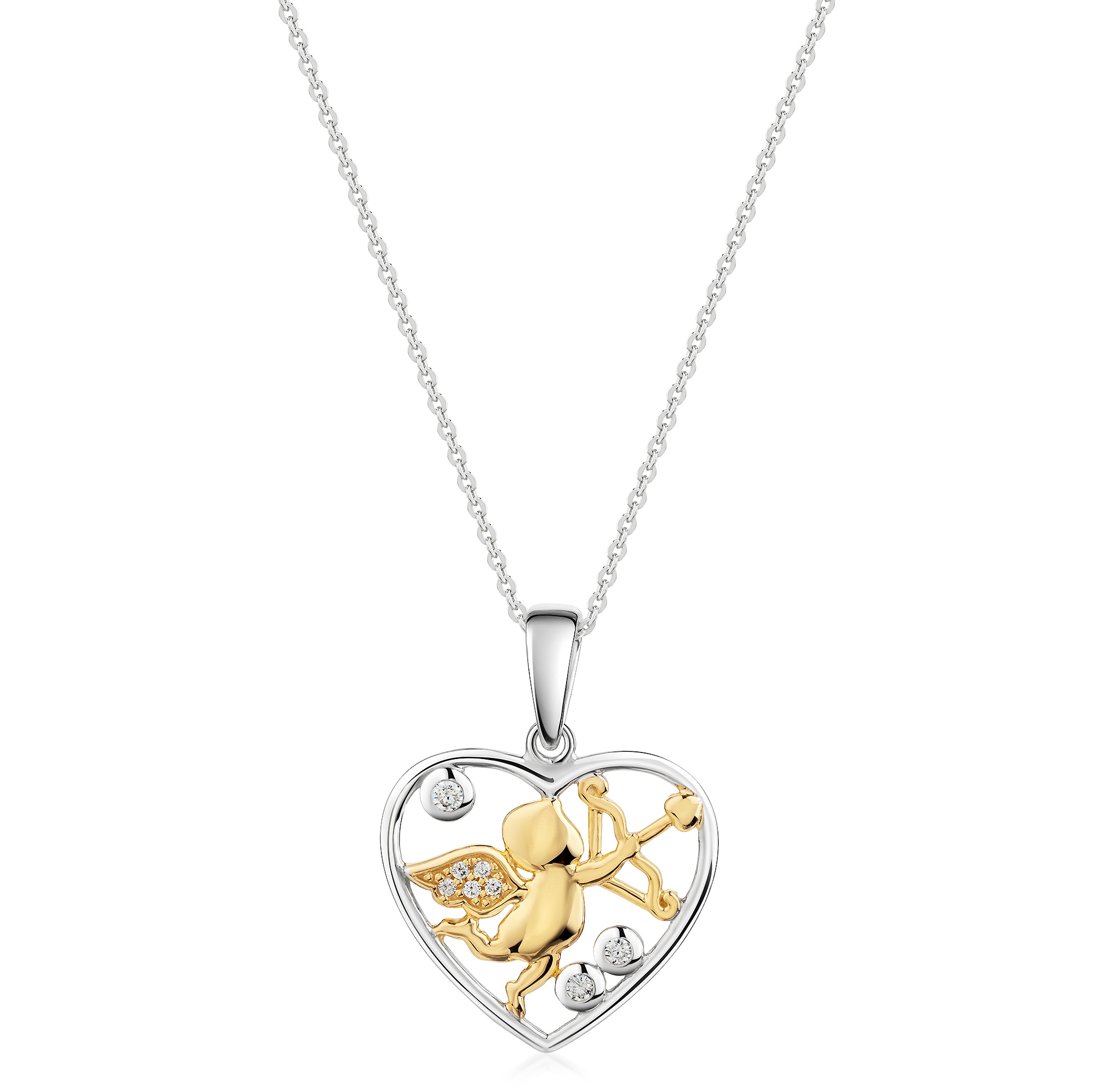 Firetti Kette mit Anhänger »Geschenk Silber 925 Halsschmuck Halskette Ankerkette Herz Amor« mit Zirkonia (synth.)