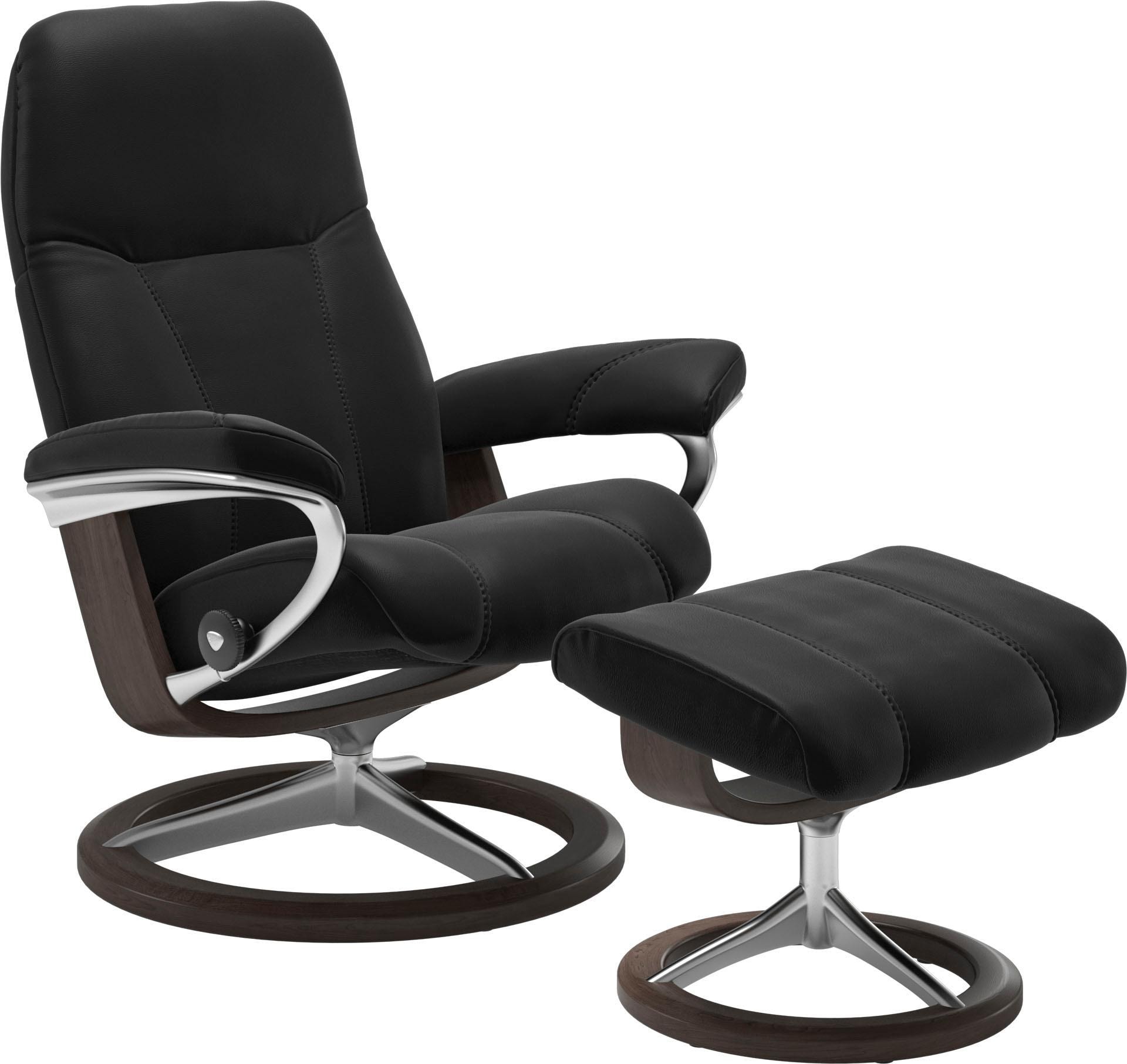 Stressless® Relaxsessel »Consul«, (Set, Relaxsessel mit Hocker), mit Hocker, mit Signature Base, Größe L, Gestell Wenge