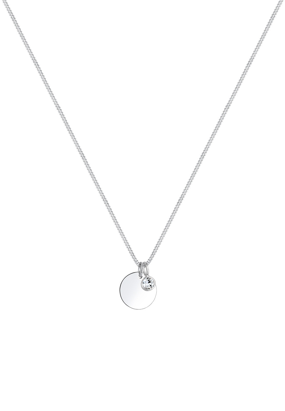 Elli Silberkette »Halskette Plättchen mit Geburtstein Kristalle 925 Sterling silber«
