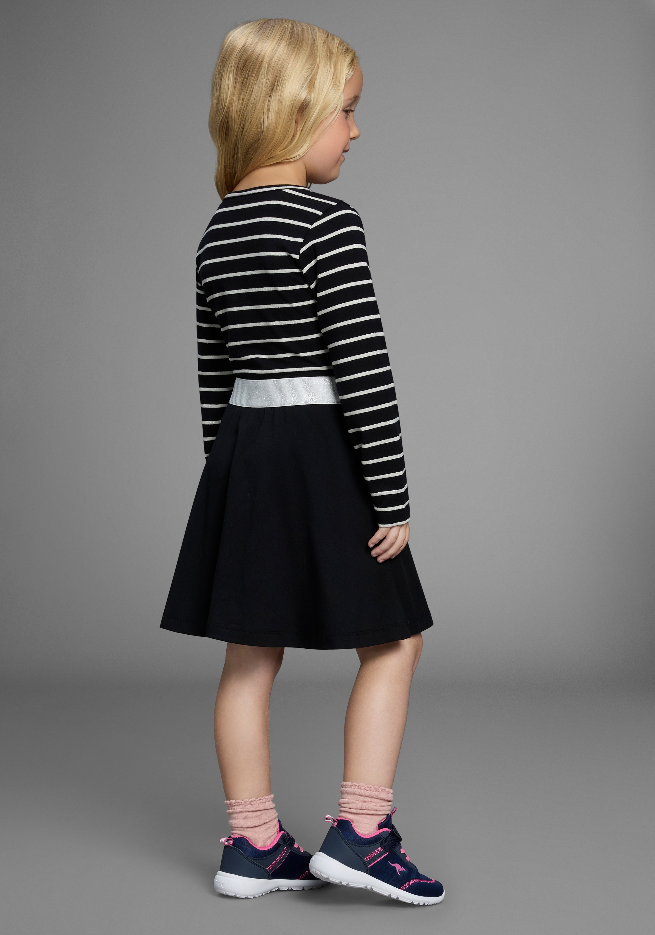 KangaROOS Jerseykleid »Ringelkleid für kleine Mädchen«, Glitzer-Ringel, festliche Anlässe, kniefrei, modischer Stil