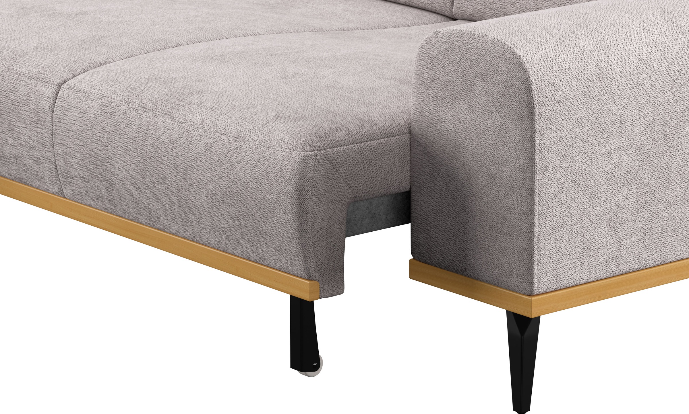 Places of Style Ecksofa »Carlo L-Form«, mit Kopfteilverstellung & Holz-Rahmenoptik, wahlweise Relaxfunktion