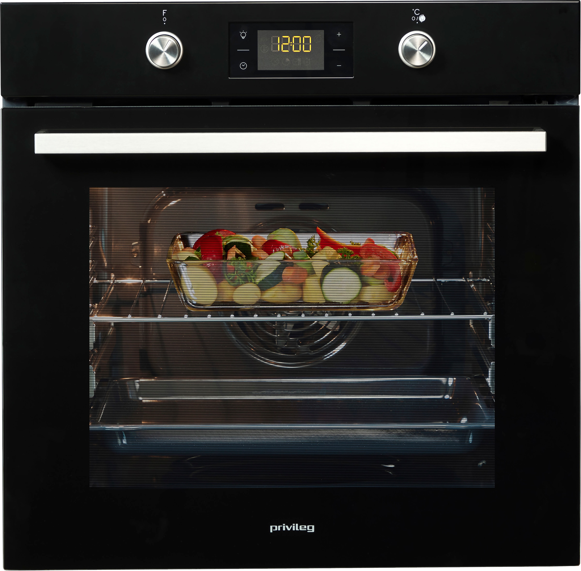 Privileg Backofen-Set »BAKO Turn&Cook 450 BLACK«, PBWR6 OP8V2 BLG, mit 2-fach-Teleskopauszug, Pyrolyse-Selbstreinigung