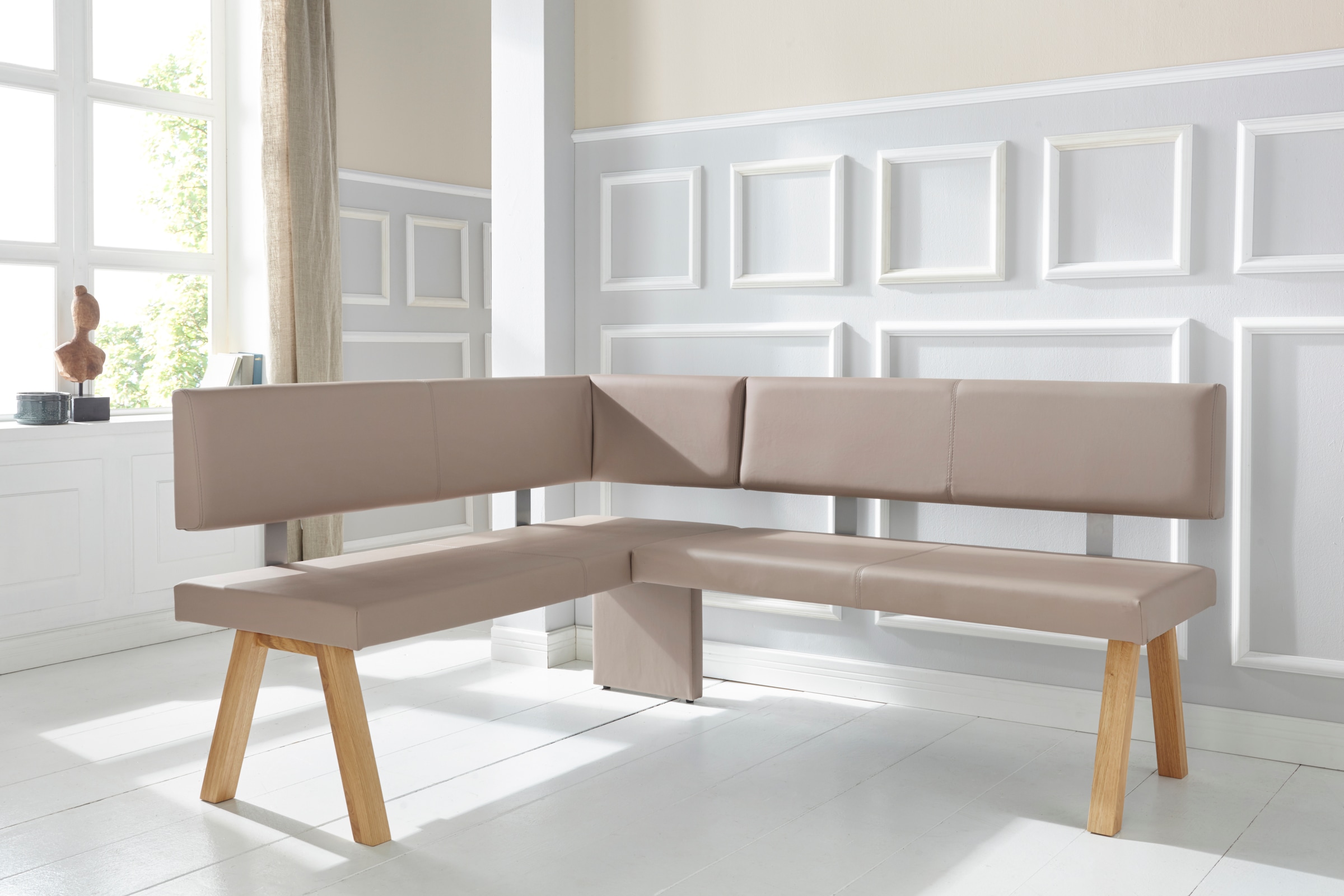 Home affaire Eckbank »Rio« Massivholz in Eiche geölt, Esszimmerbank bequem gepolstert