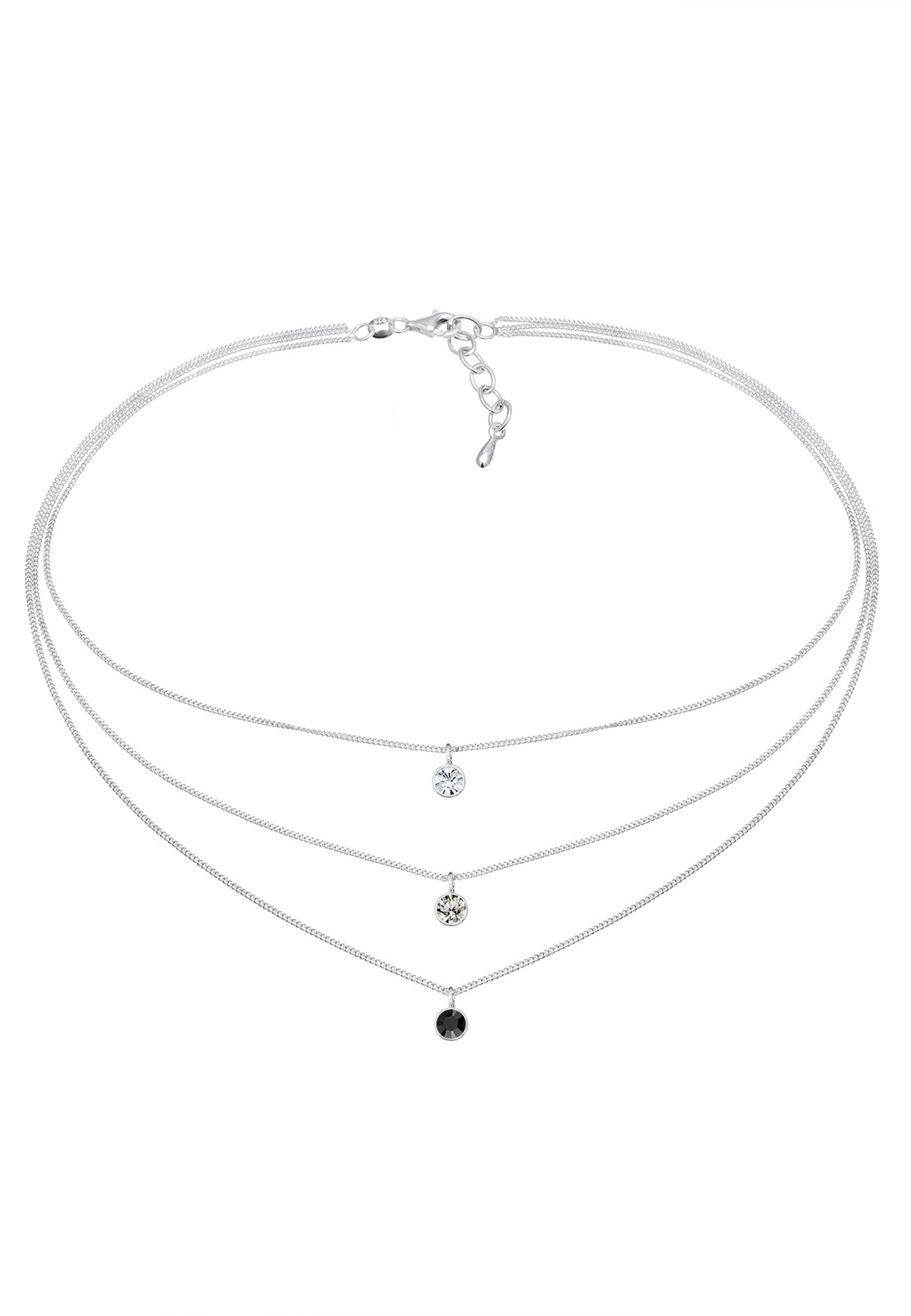 Elli Choker »Halskette Choker 3-reihig Kristalle 925 Sterling Silber«