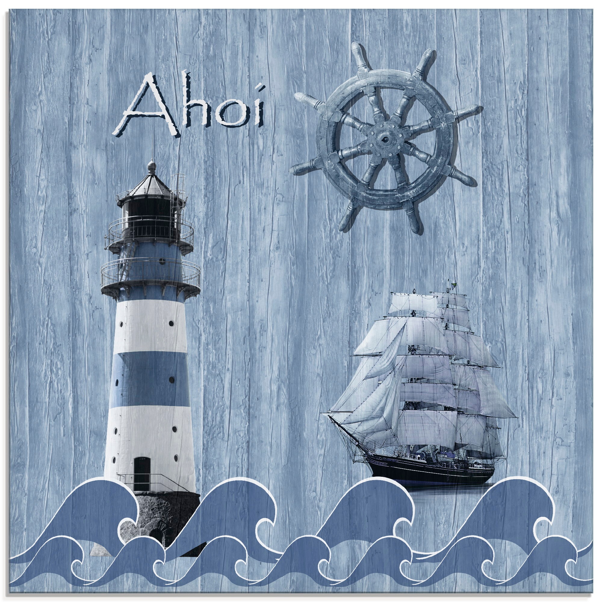 Artland Glasbild »Ahoi im maritimen Blau«, Küste, (1 St.)