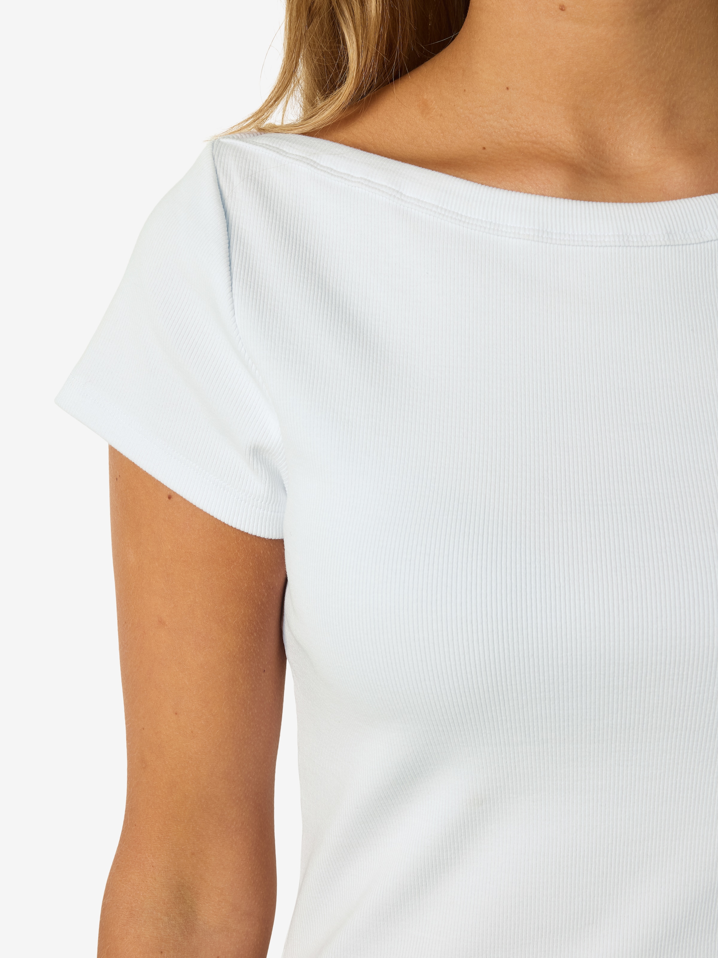 Noisy may Kurzarmshirt »NMMAYA S/S BOATNECK TOP NOOS« Baumwollmischung, regular fit