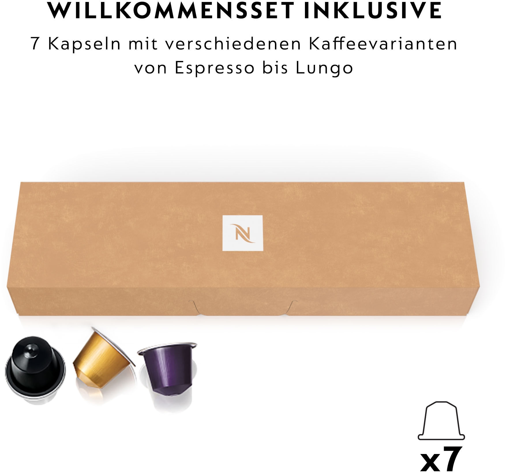 Nespresso Kapselmaschine »XN1001 Inissia von Krups« Wassertankkapazität: 0,7 Liter, inkl. Willkommenspaket mit 7 Kapseln