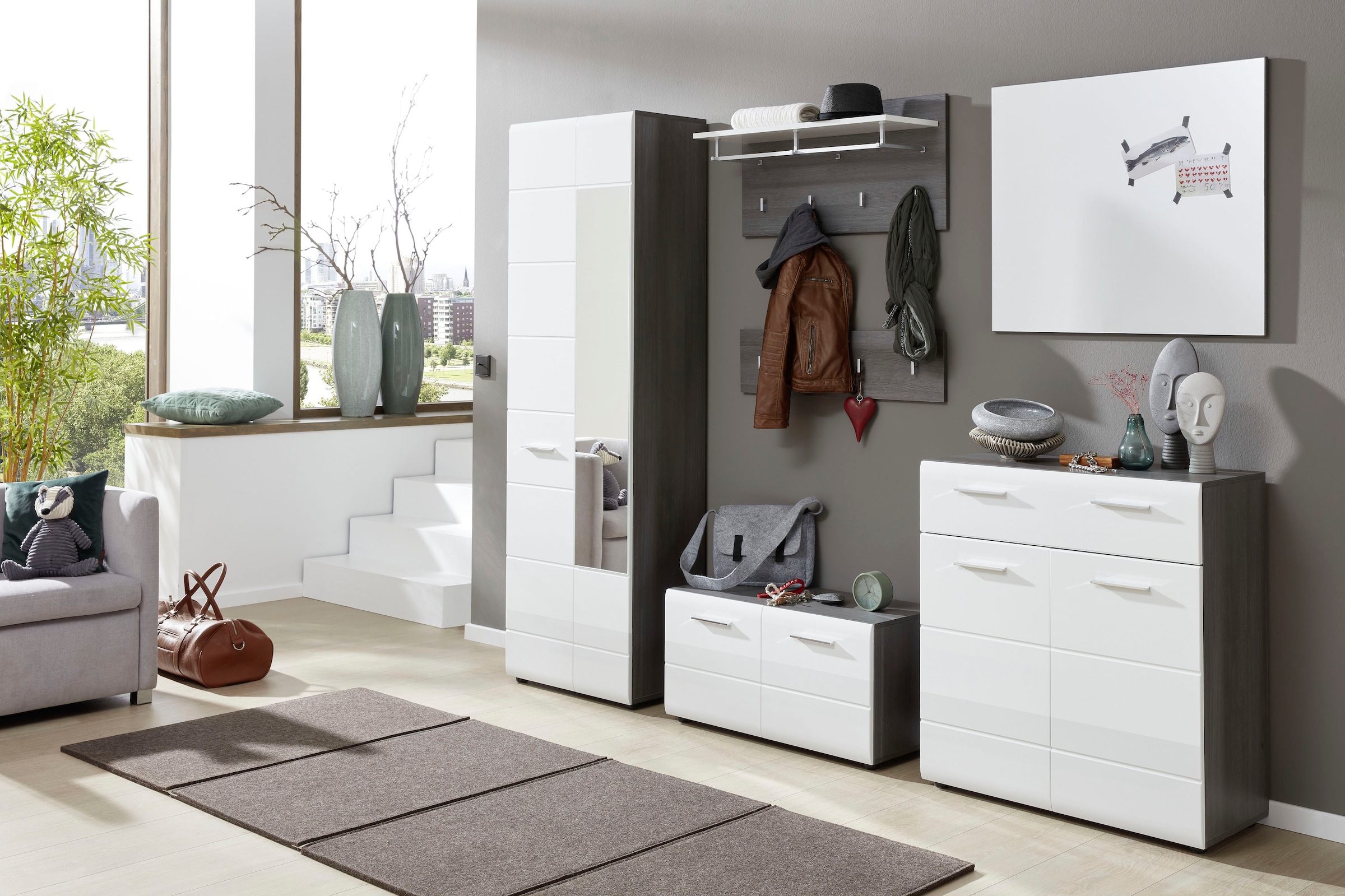 Home affaire Garderobenpaneel »Sovana« 1 Stk. tlg. Garderobenpaneel mit Ablage & Haken - (B/T/H) 80/28/40 cm
