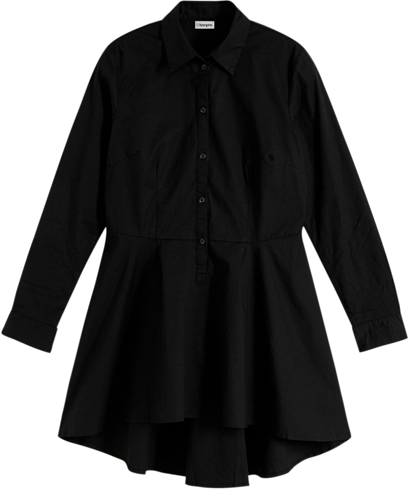 bonprix Longbluse ausgestellte Passform, aus Baumwolle und Elasthan