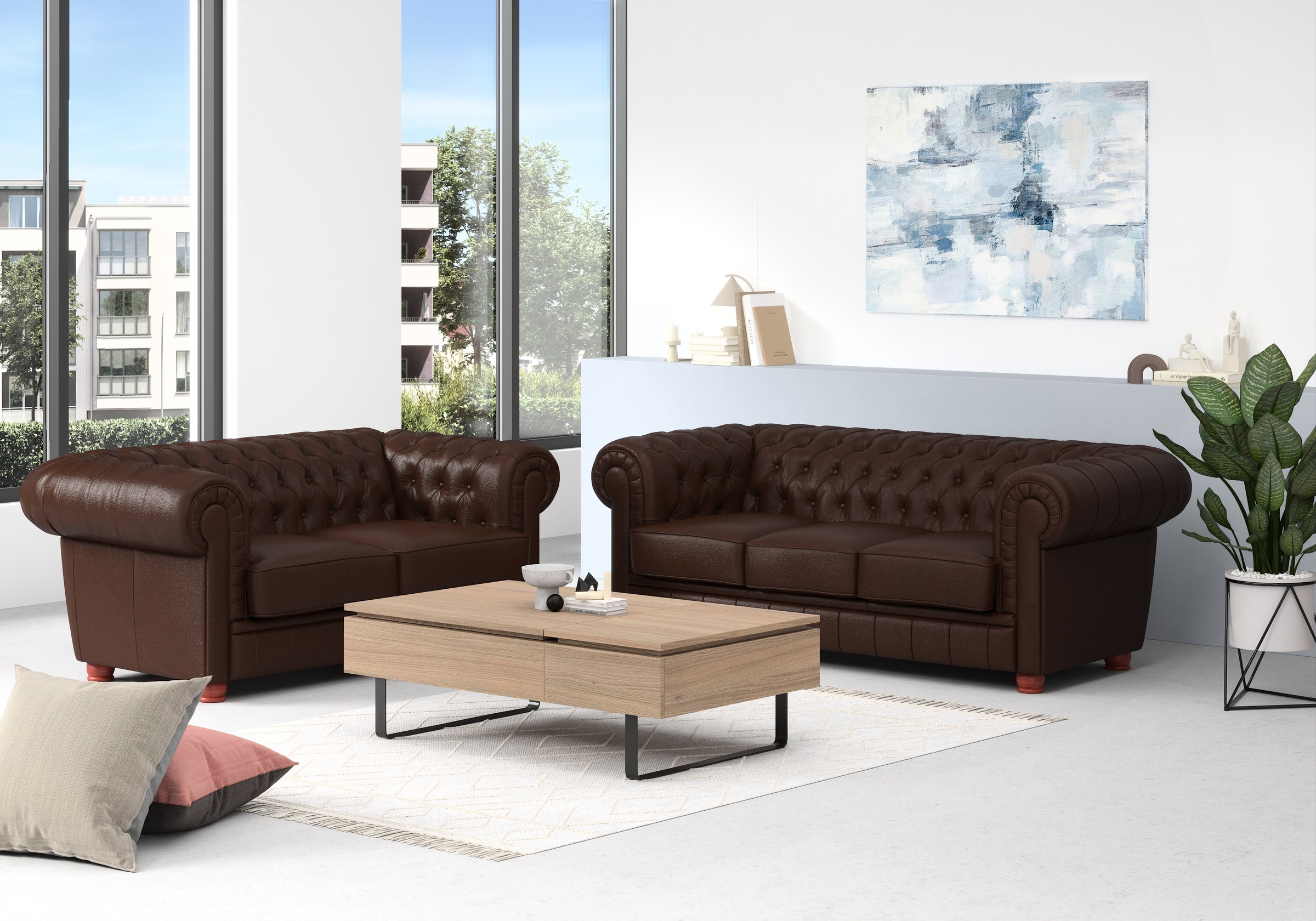 Max Winzer® Chesterfield-Sofa »Kent edel und bequem, tolle Detailverarbeitung, komfortable Armlehnen«, 3-Sitzer mit aufwendiger Knopfheftung, Breite 205 cm