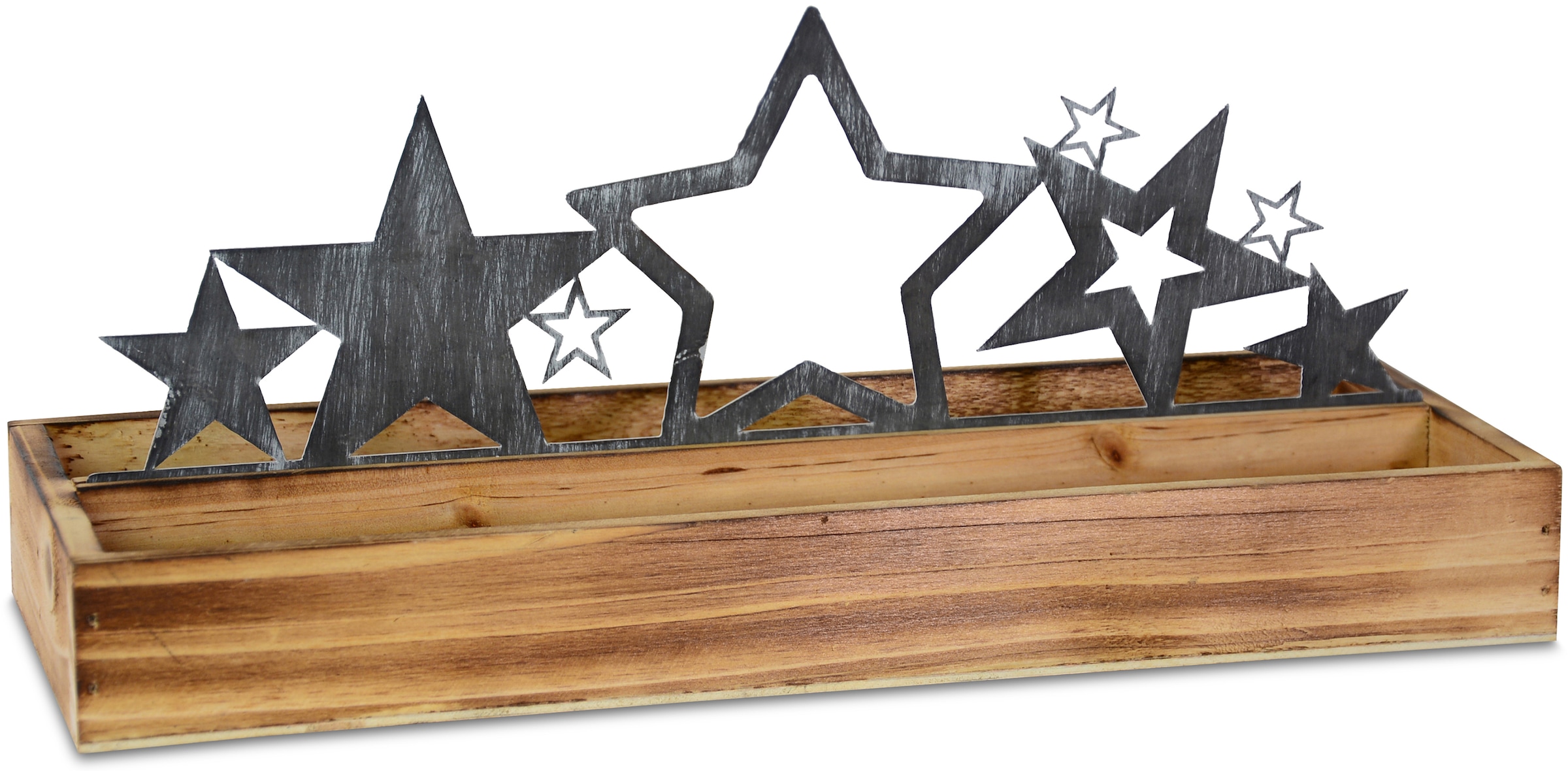 RIFFELMACHER & WEINBERGER Tablett »Sternensilhouette, Weihnachtsdeko«, Holz-Tablett mit Metall Sternensilhouette, Advent-Tablett