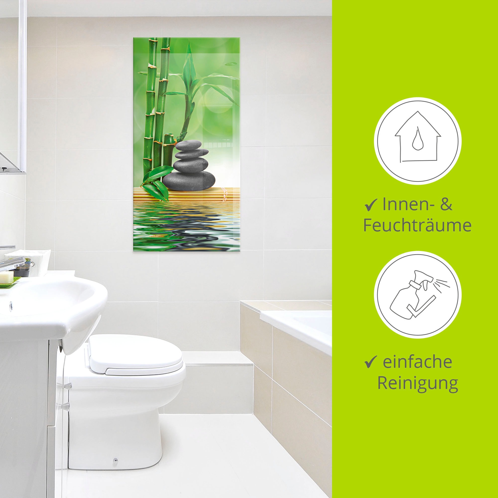 Artland Glasbild »Spa Konzept Zen Basaltsteine«, Zen, (1 St.), in verschiedenen Größen