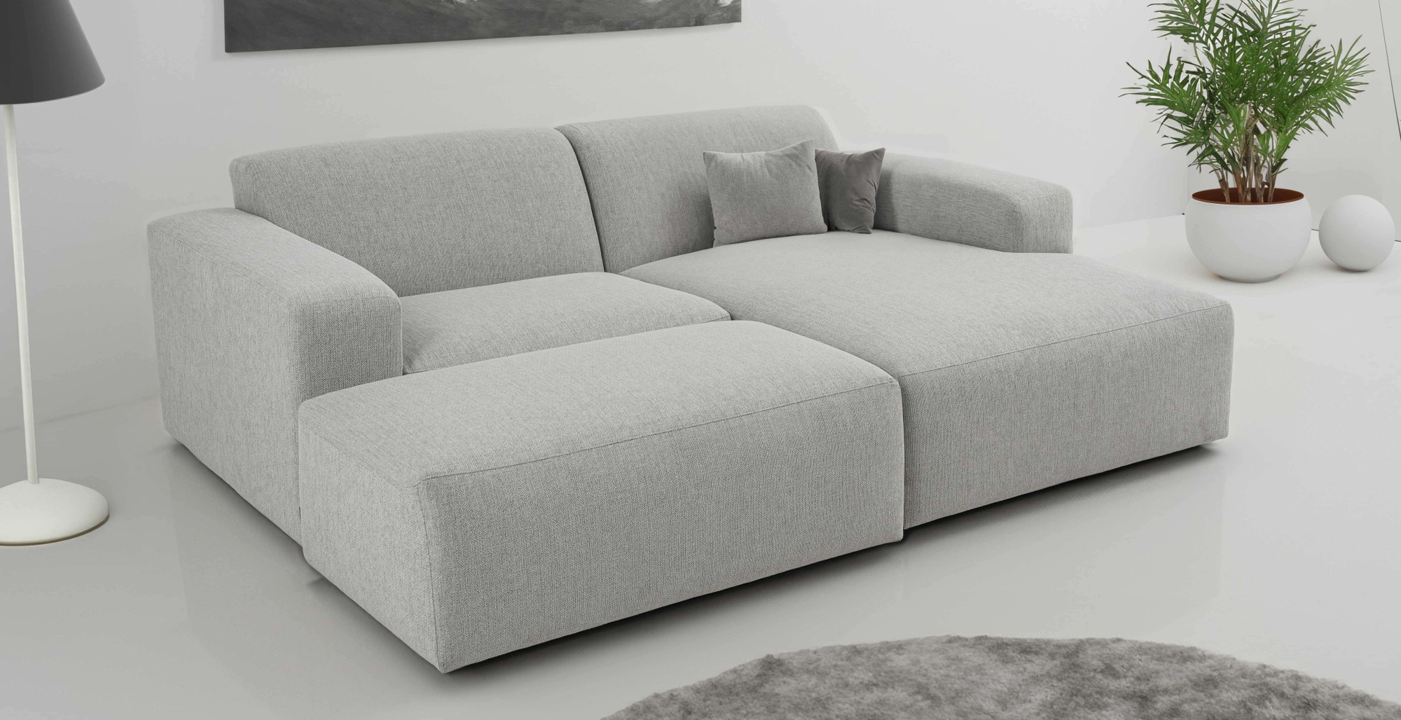 INOSIGN Ecksofa »Koa,228cm, L-Form, Modulsofa, Webstoff, Cord«, Designsofa, Set, Hocker inklusive, weicher Lounge-Sitzkomfort
