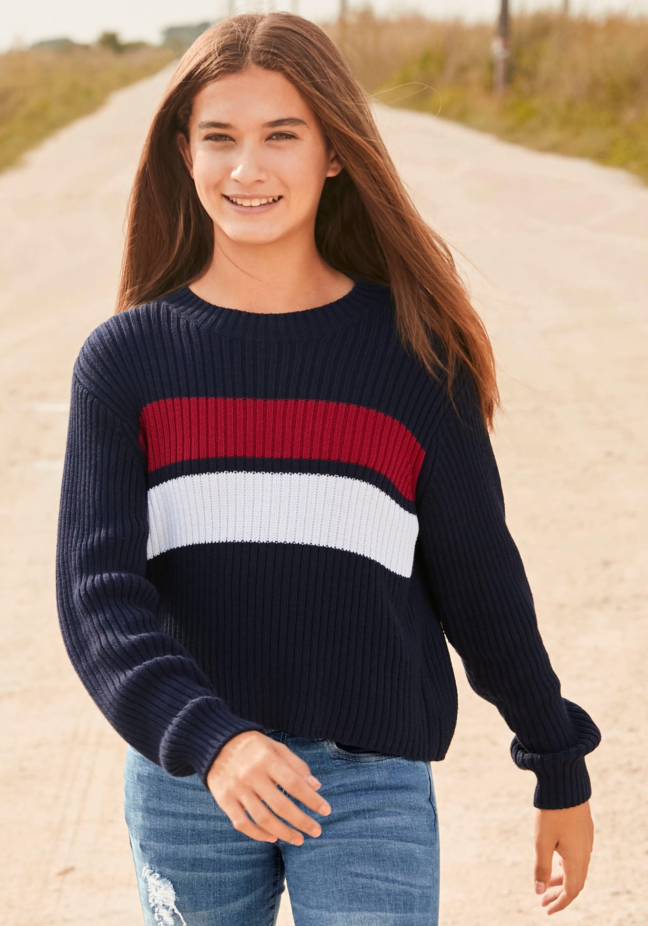 KIDSWORLD Strickpullover, in weiter, kurzer Form