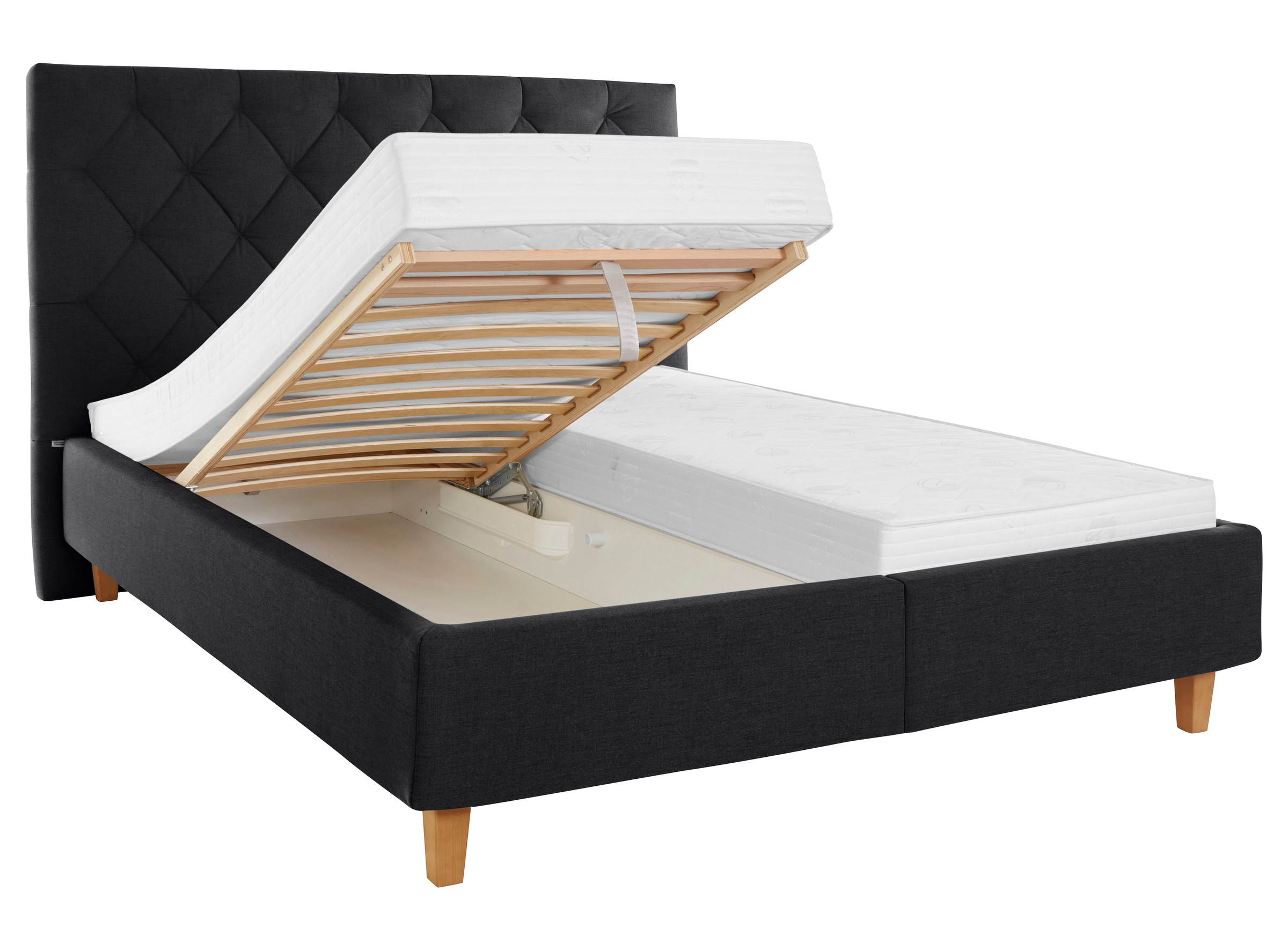 Home affaire Polsterbett »Sunley 140«, Kreuzsteppung, Kopfteilhöhe 142 cm, ohne oder mit Matratze/Lattenrost