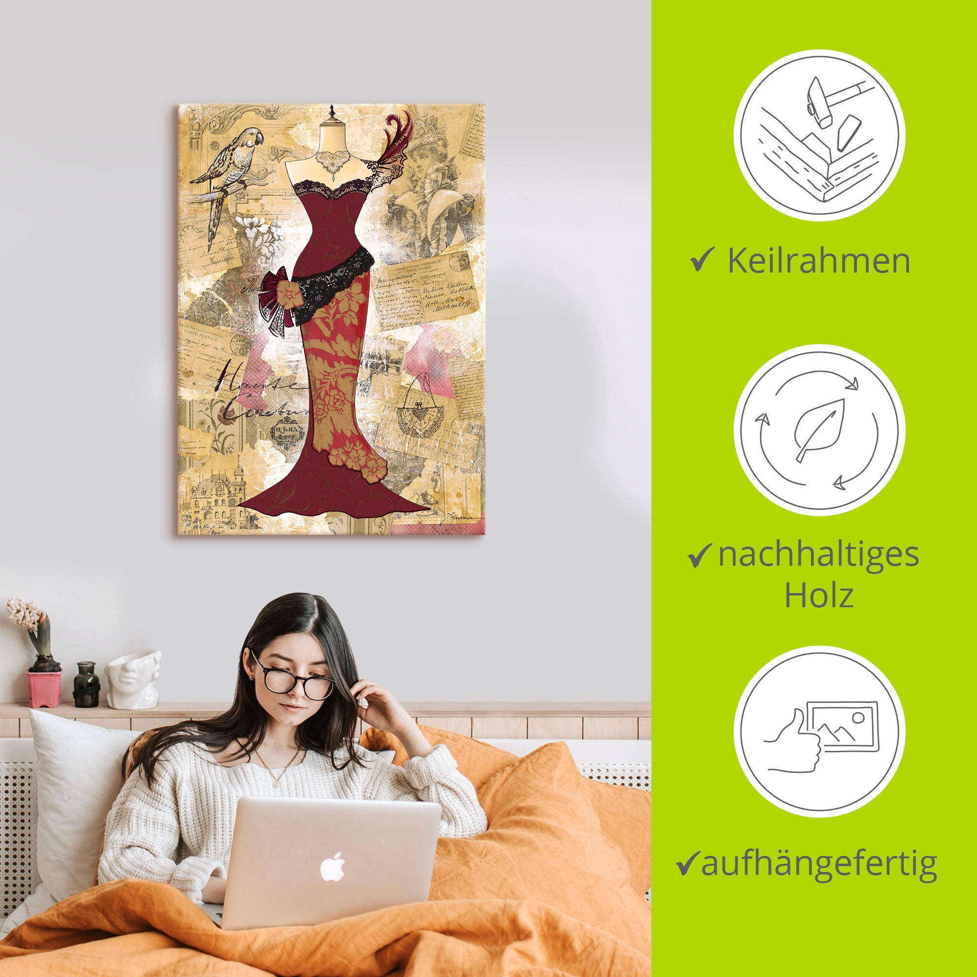 Artland Wandbild »Antikes Kleid - Collage«, Mode, (1 St.), als Alubild, Outdoorbild, Leinwandbild, Poster in verschied. Größen