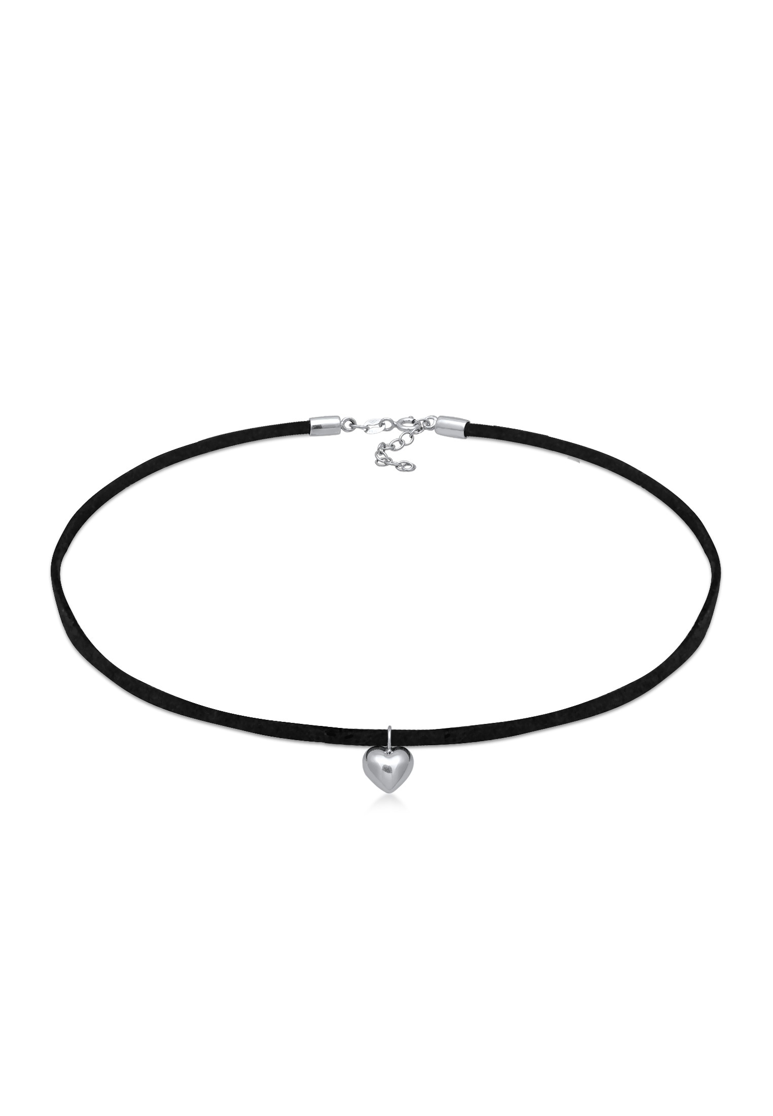 Choker »Halskette Lederkette Velour Optik Herz Anhänger 925 silber«