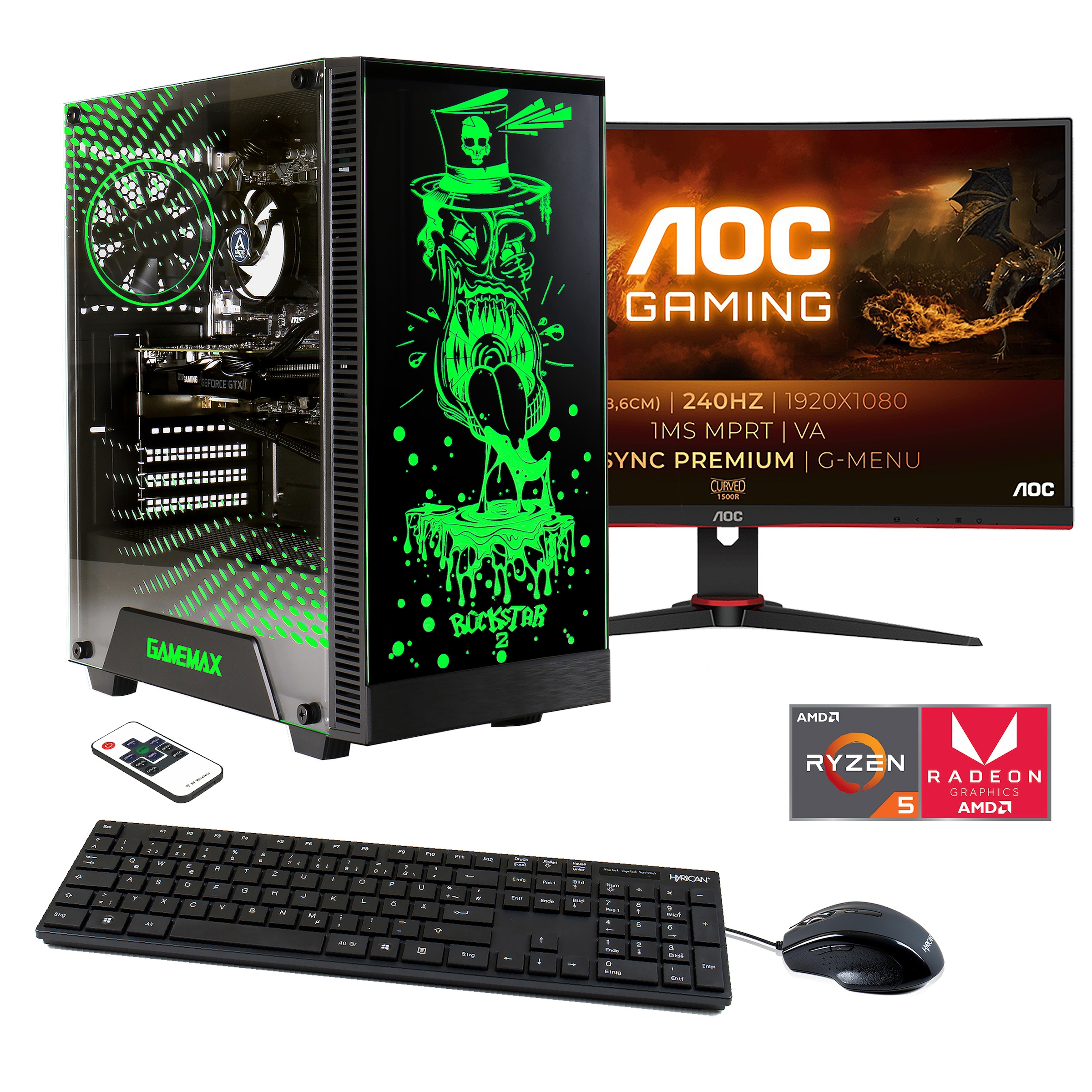 Gaming-PC-Komplettsystem »Rockstar SET02369«, inklusive 27" Curved Monitor AOC C27G2ZE/BK