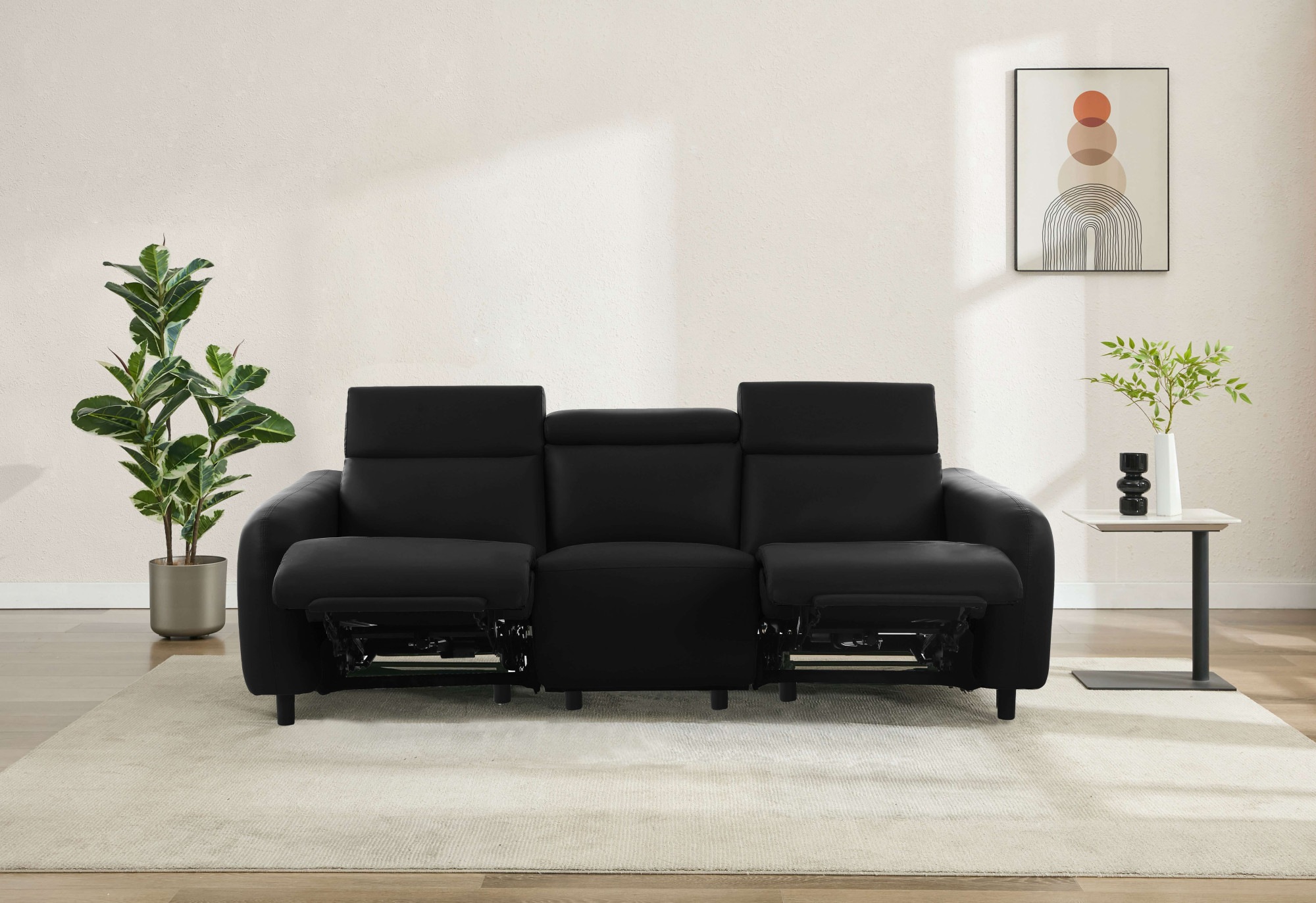 Home affaire 3-Sitzer »SKAANE Lederoptik, 229 cm, manuelle-u. elektrische Relaxfunktion«, Relax-Funktion in 2 Sitzen, Kopfteilverstellung, Federkernpolsterung