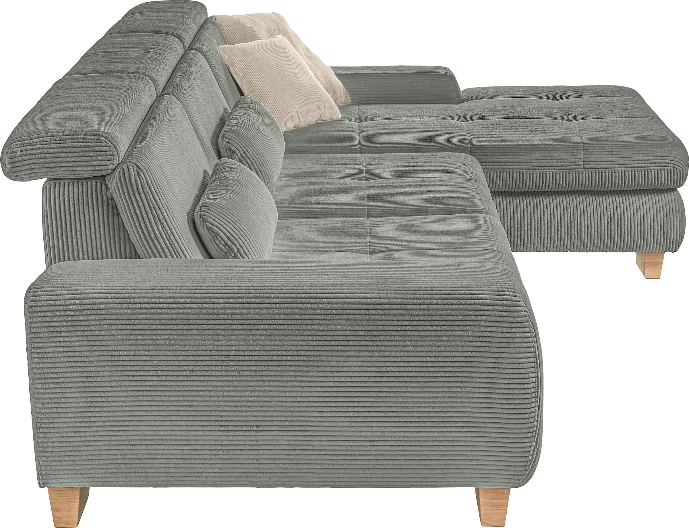 set one by Musterring Ecksofa »SO 3400, Cord, Sitzhöhe 47cm oder 49cm, inkl. Sitztiefenverstellung«, mit Canape und verschiedenen Funktionen, Kaltschaum, B307 x T195 cm