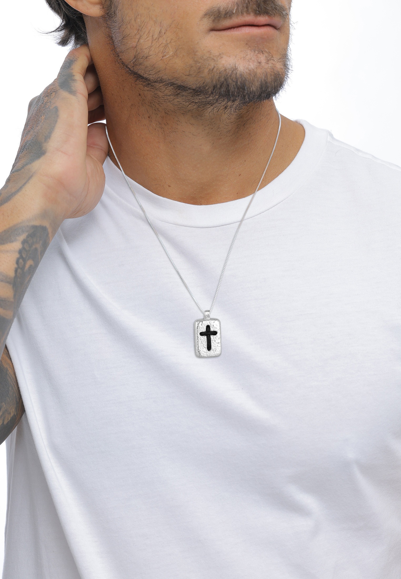 Kuzzoi Kette mit Anhänger »Halskette Anhänger Kreuz 925 Sterling Silber«