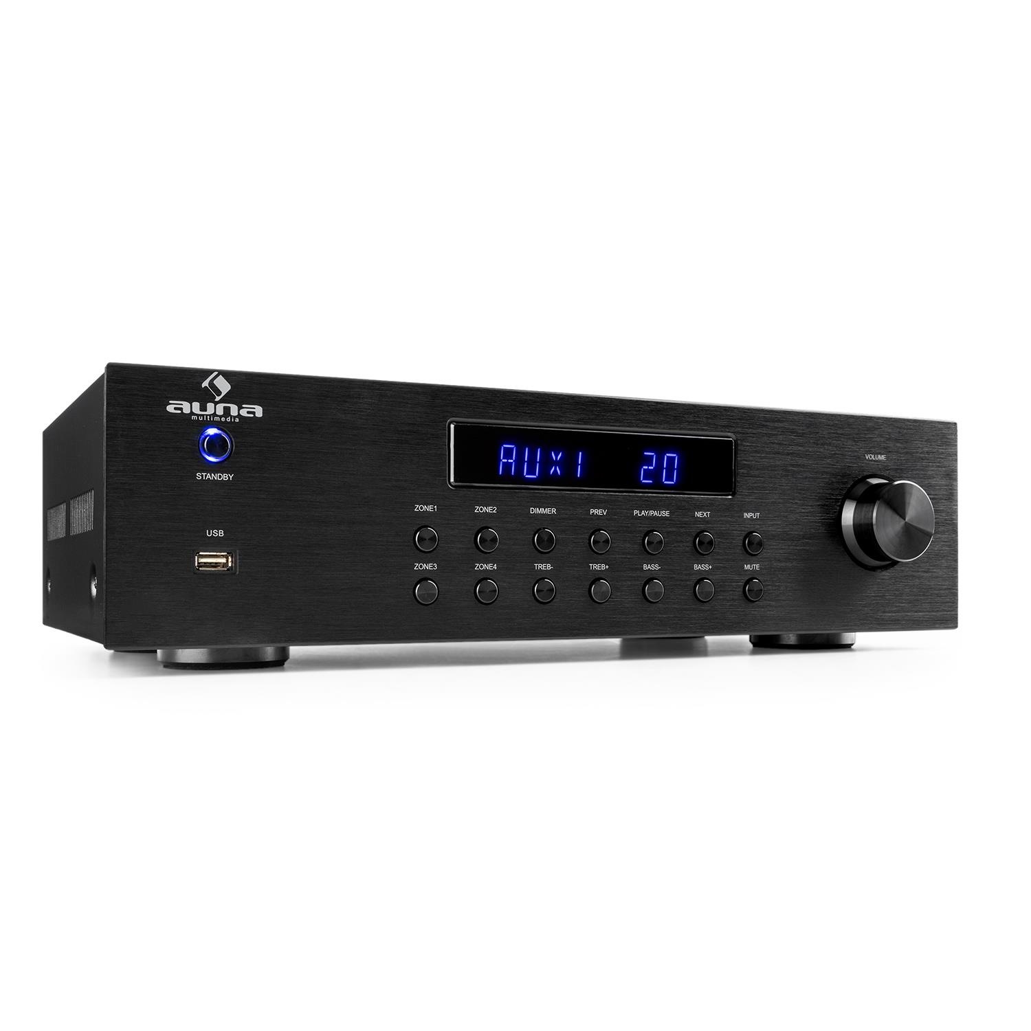 Auna 4 Zonen HiFi Stereo Verstärker 5x80W RMS Bluetooth USB CD