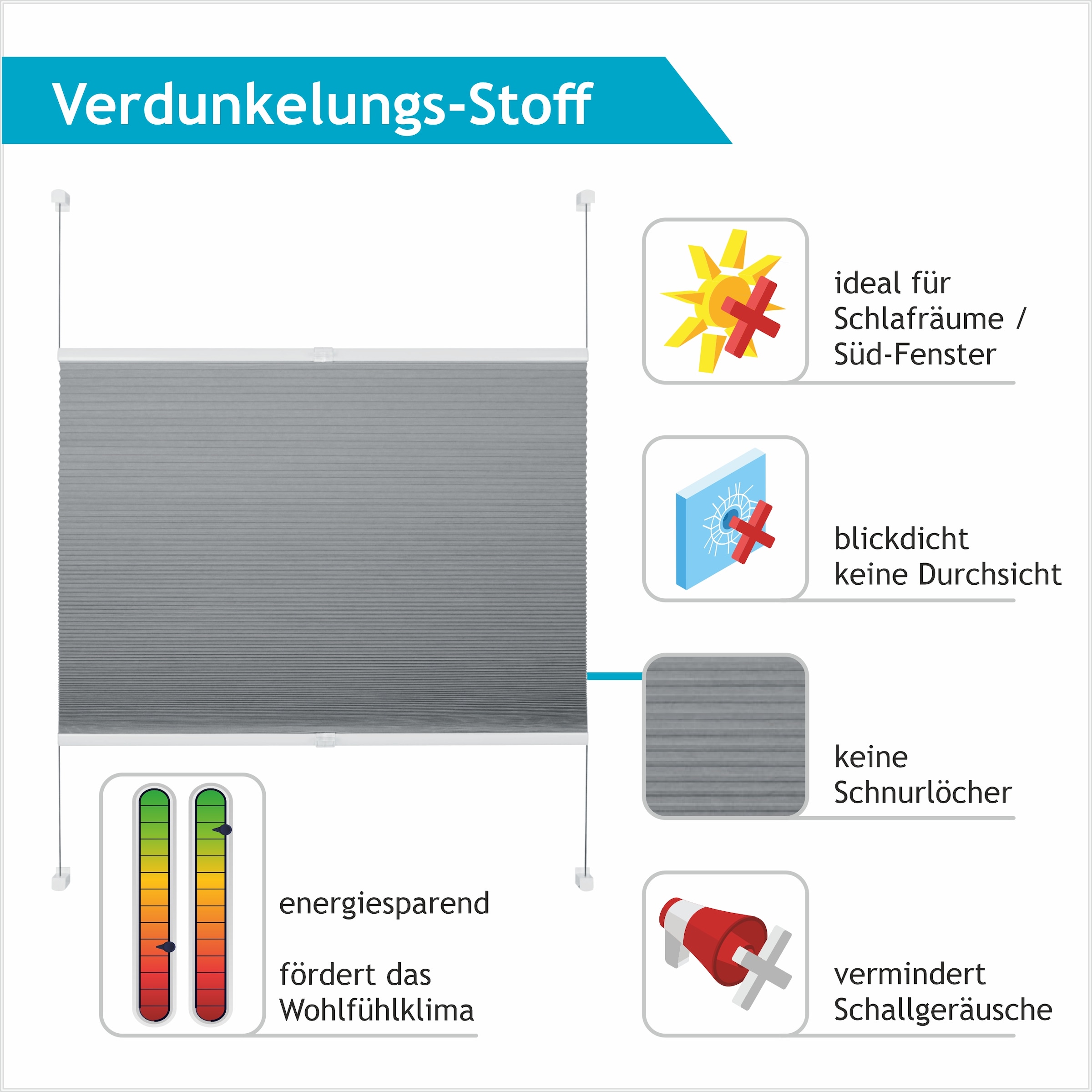 Good Life Wabenplissee »Aris« verdunkelnd energiesparend ohne Bohren verspannt Klemmfix - ohne Bohren, verdunkelnd
