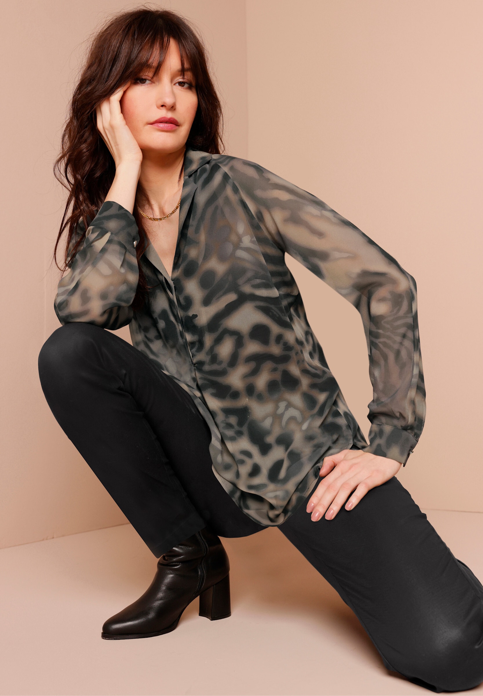 creation L Longbluse »Seiden-Longbluse Seidenbluse mit Digitaldruck«