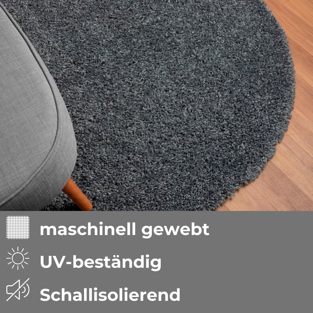 OTTO home Hochflor-Teppich »Banji« rund 37 mm Höhe Uni Farben, weich und flauschig, auch als rechteckig erhältlich