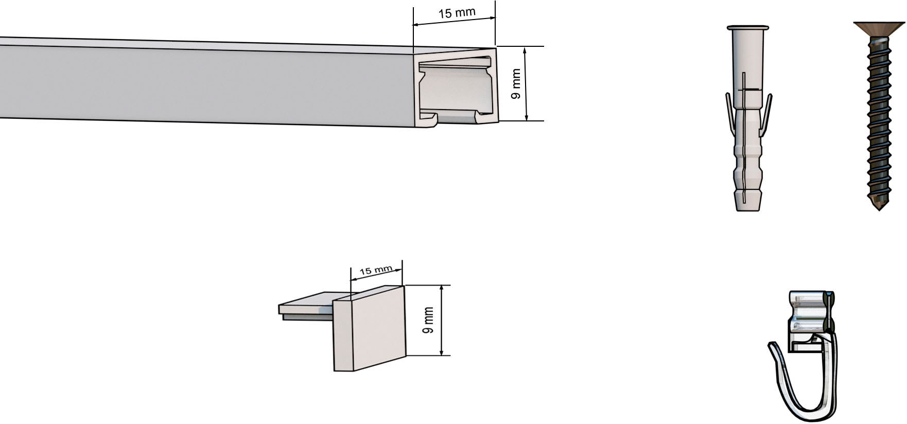 indeko Schienensystem »Objektschiene« 1 läufig-läufig Wunschmaßlänge Innenlauf Gardinenschiene, Komplett-Set inkl. Gleitern&Montagematerial