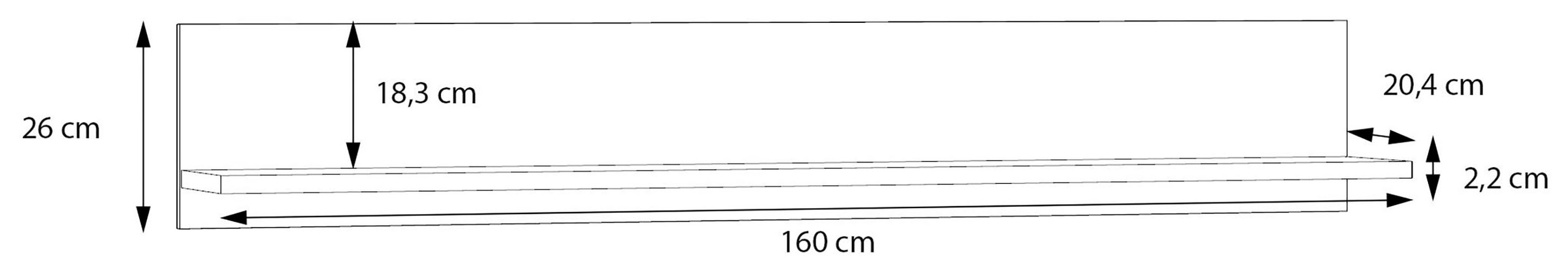 FORTE Wandregal »Clif« Breite 160 cm